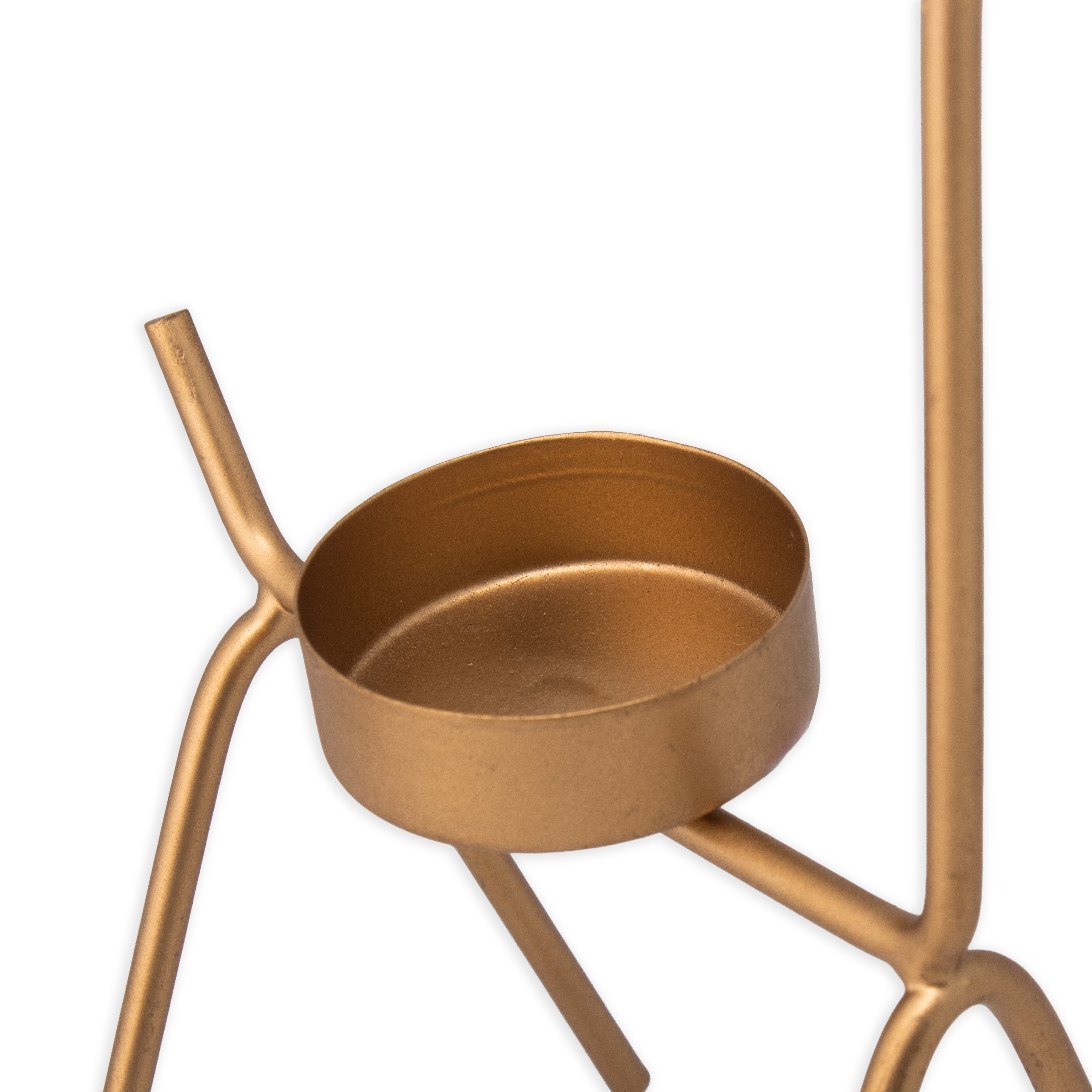 Metal Tealight Holder with Stand Reindeer Gold 12.5 X 7 X 20cm 1pc