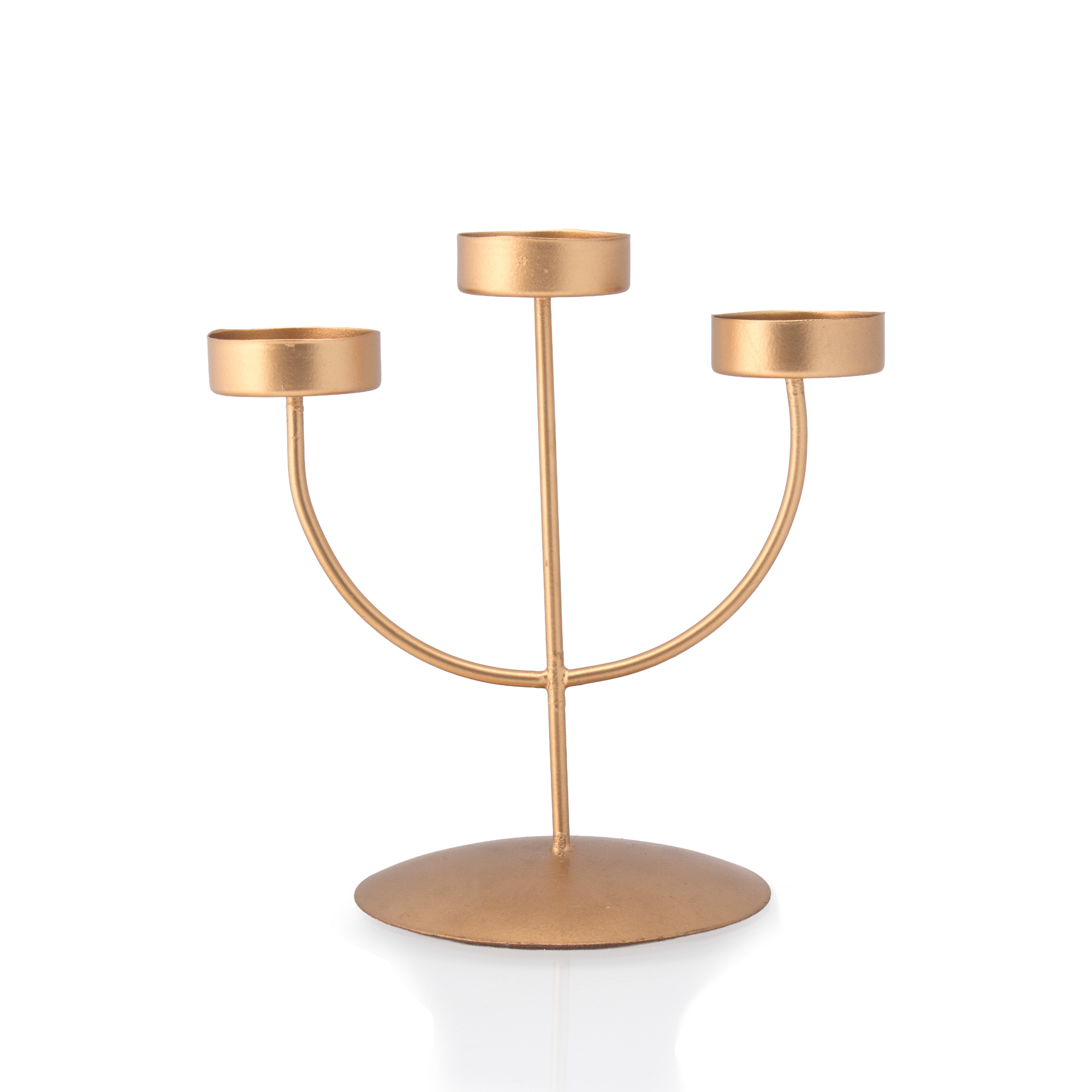 Metal 3 Arm Tealight Holder Candelabra Gold 16.5 X 11.5 X 16cm 1pc