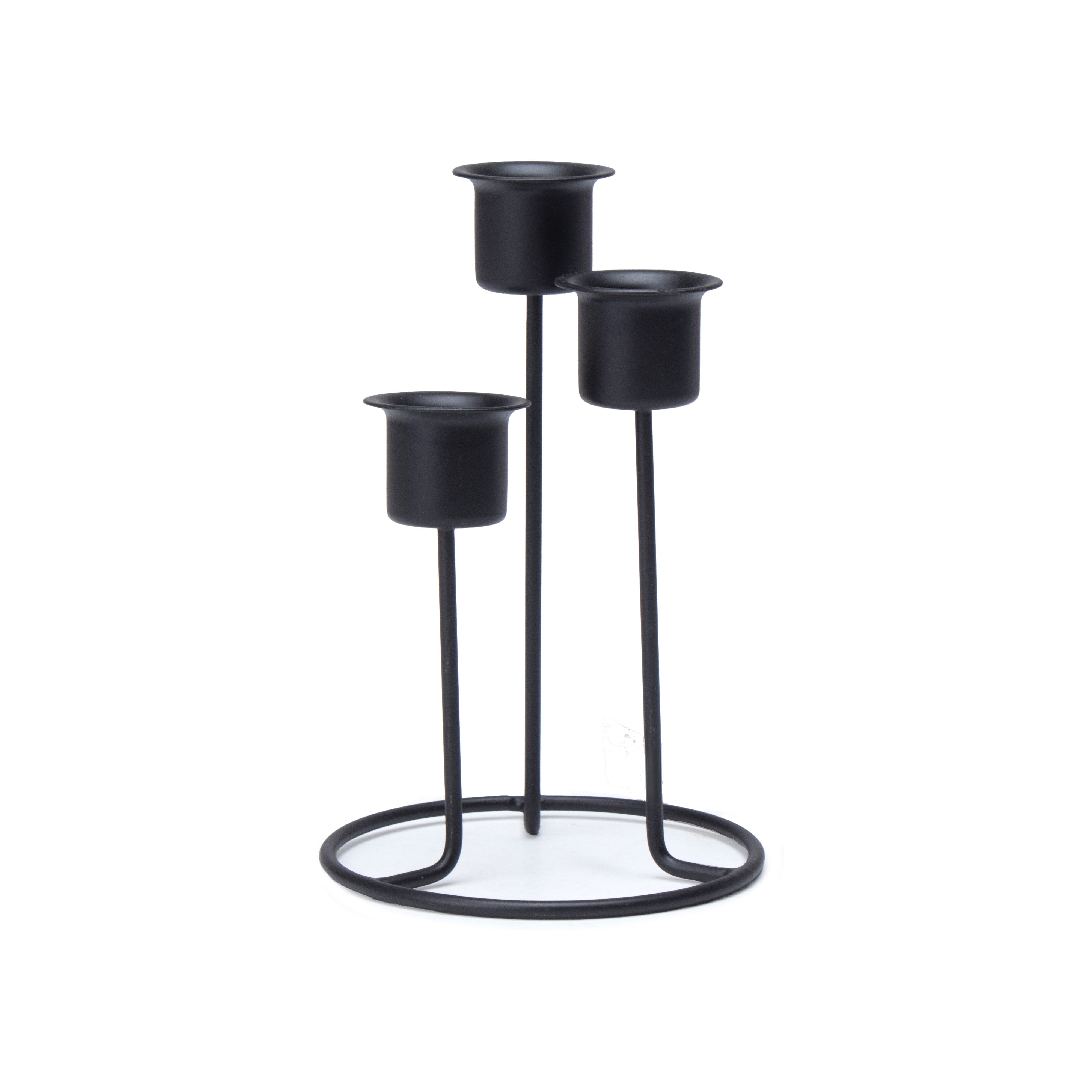 3 Arm Metal Candle Holder Black 9 X 9 X 14cm 1pc