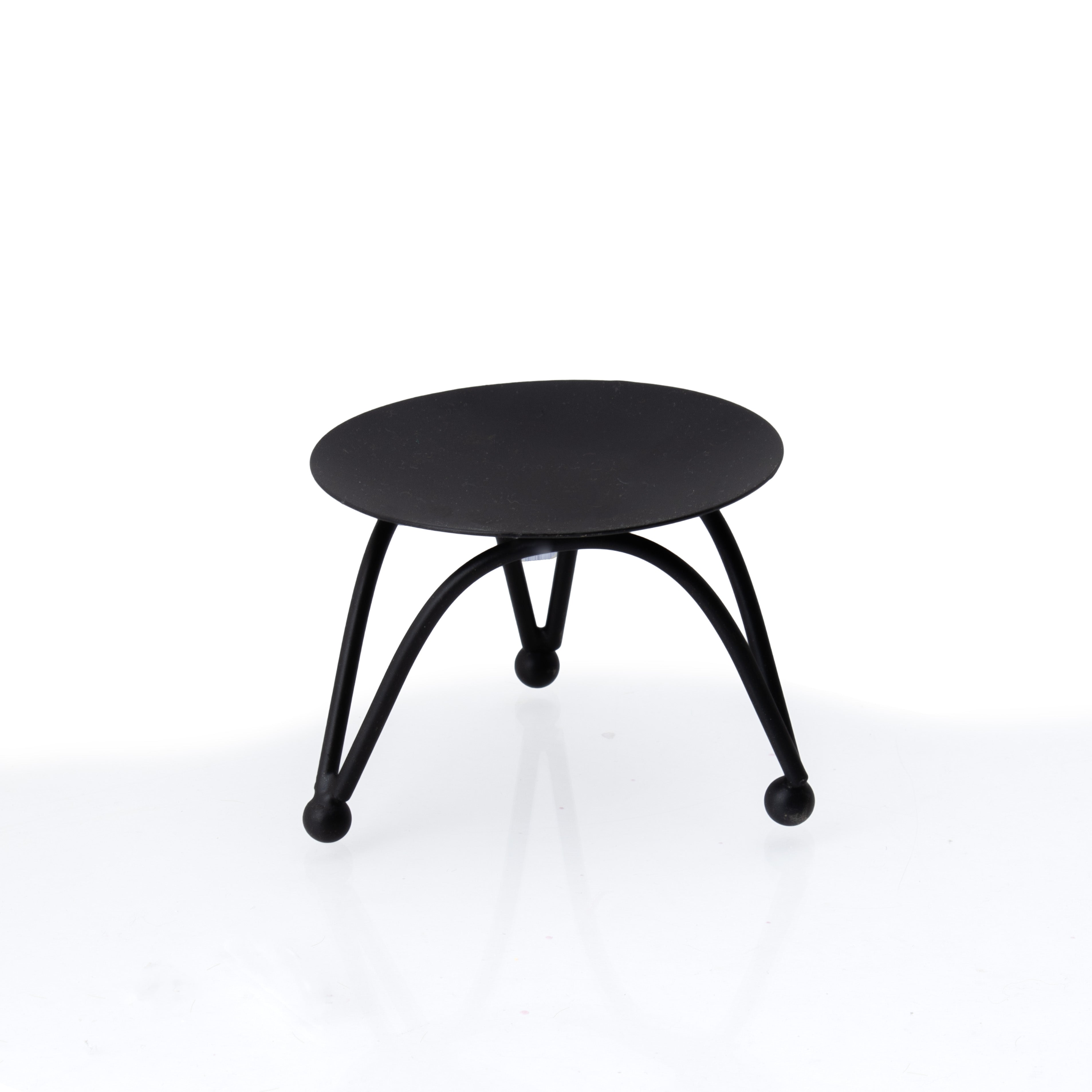 Metal Tealight and Diya Holder with 3 Legs Glow Table Black 7.5 X 7.5 X 5.5cm 1pc