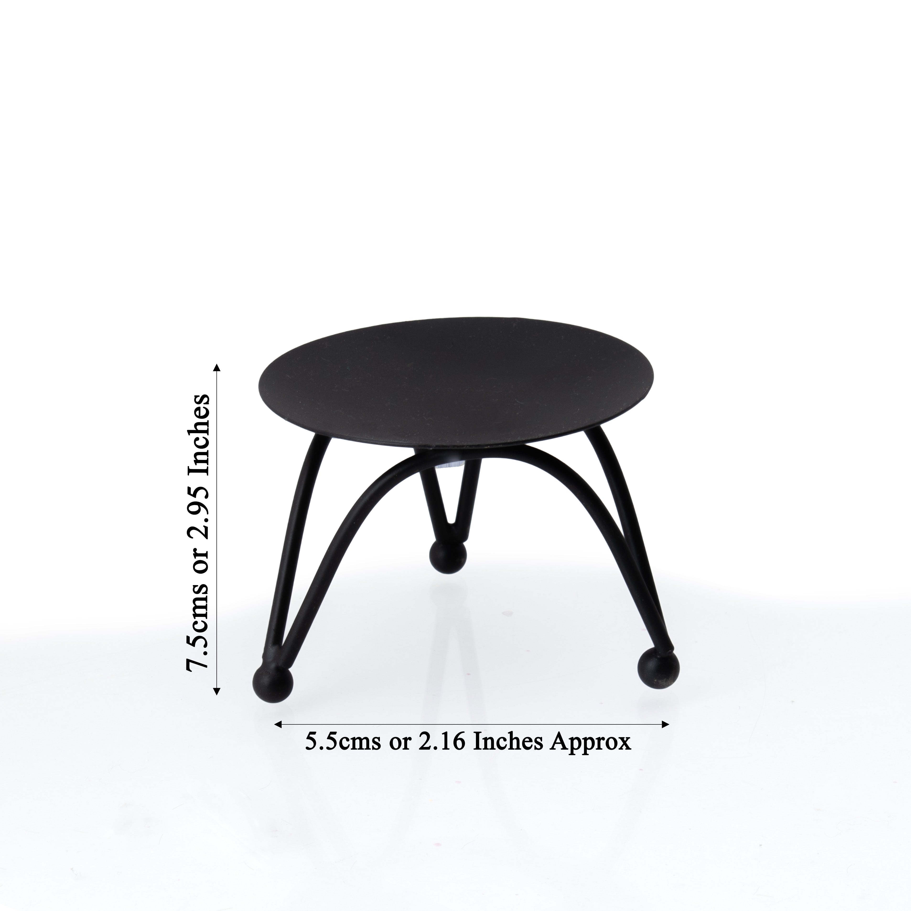 Metal Tealight and Diya Holder with 3 Legs Glow Table Black 7.5 X 7.5 X 5.5cm 1pc