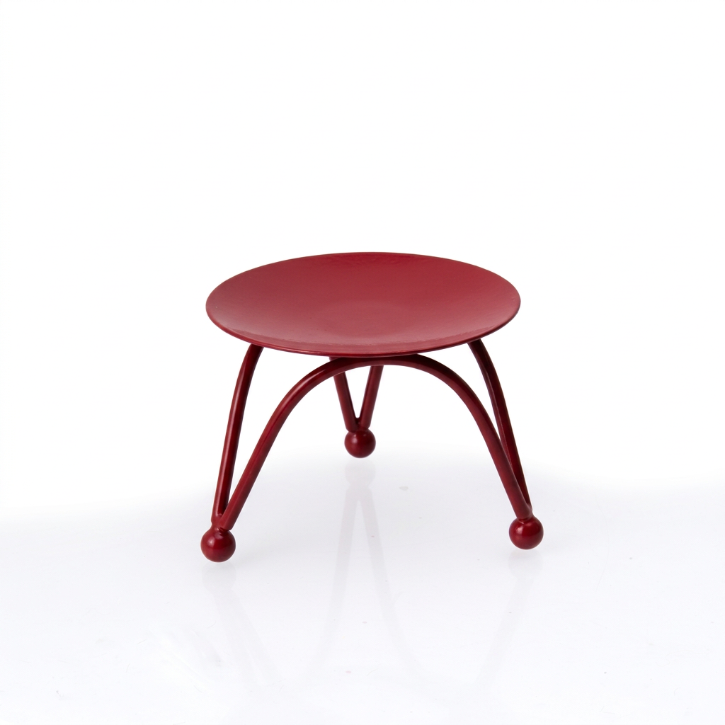 Metal Tealight and Diya Holder with 3 Legs Glow Table Red 7.5 X 7.5 X 5.5cm 1pc