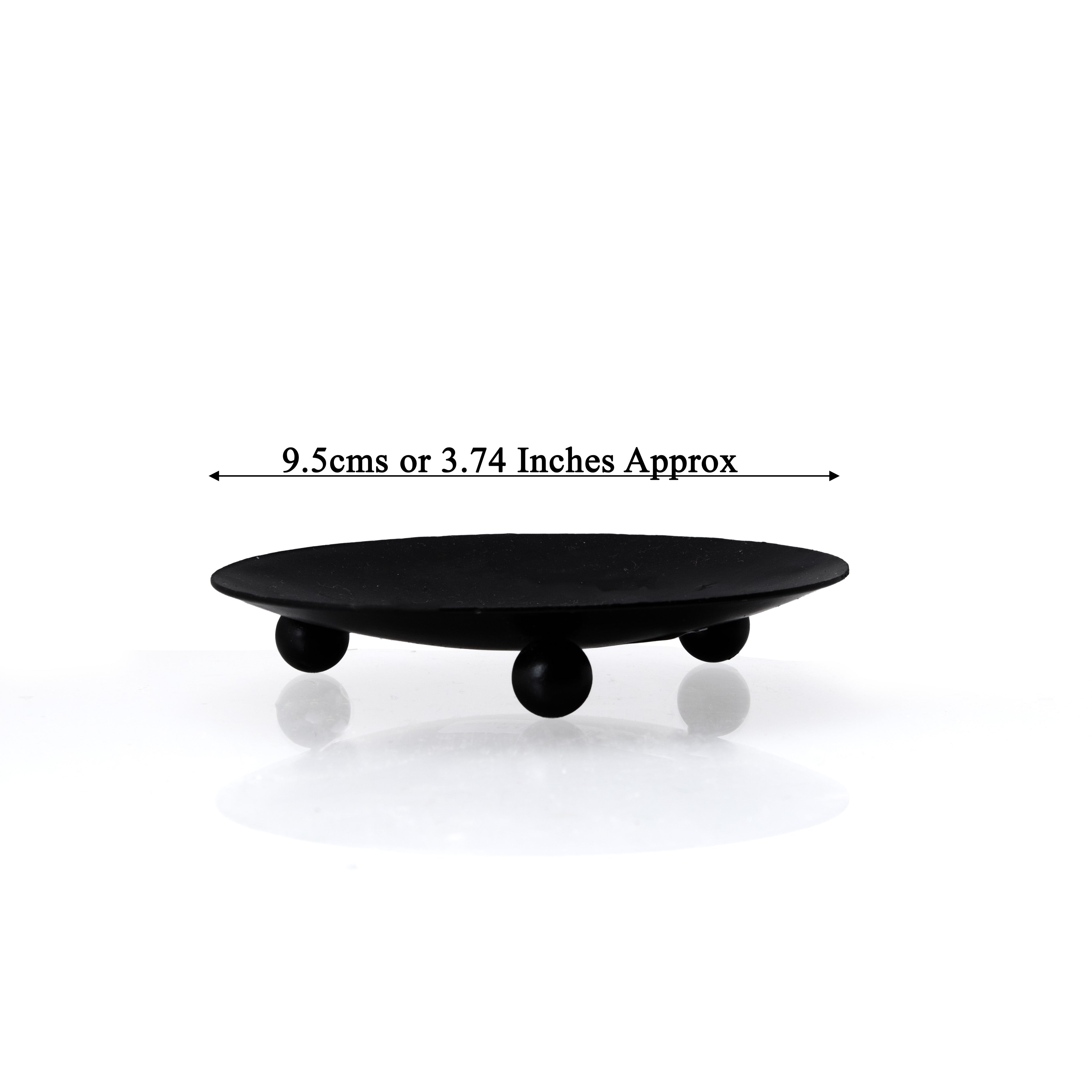 Round Ball Base Metal Candle Tray Black 9.5 X 9.5 X 1.75cm 1pc