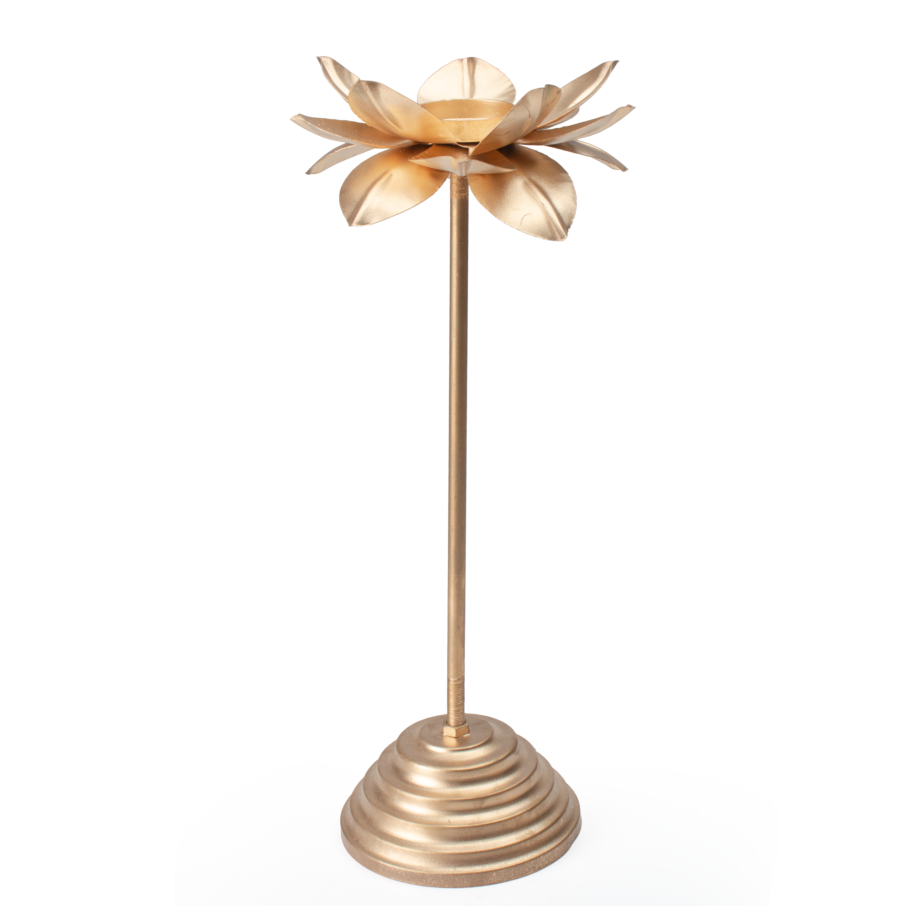 Decorative Lotus Tea Light Candle Holder with Pedestal Base Gold 18 X 18 X 46cm 1pc