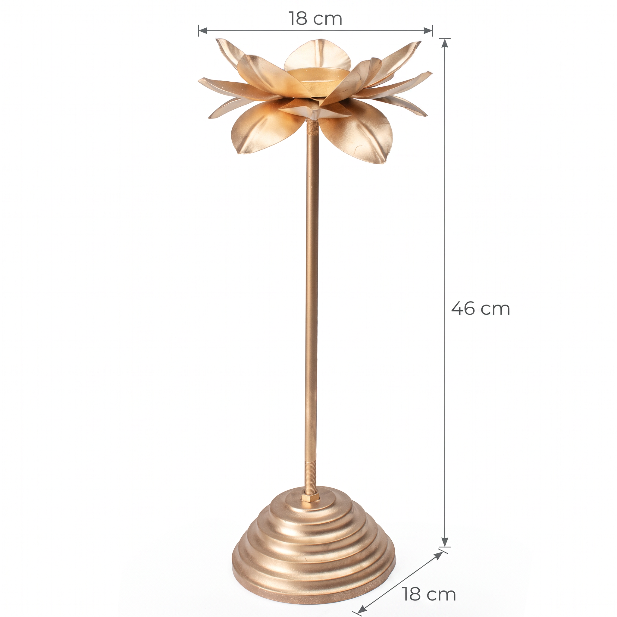 Decorative Lotus Tea Light Candle Holder with Pedestal Base Gold 18 X 18 X 46cm 1pc