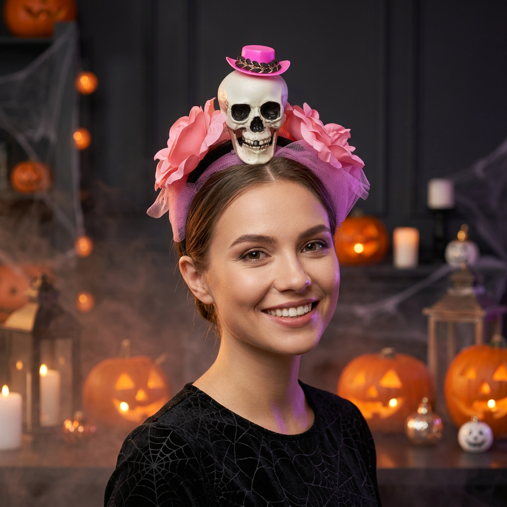 Hairband with Skull W 14 X L 20cm 1pc