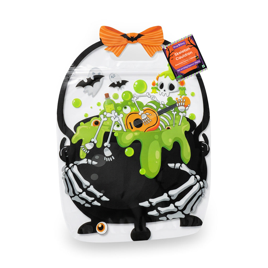 Assorted Candy Pouch Skeleton Cauldron 225gm