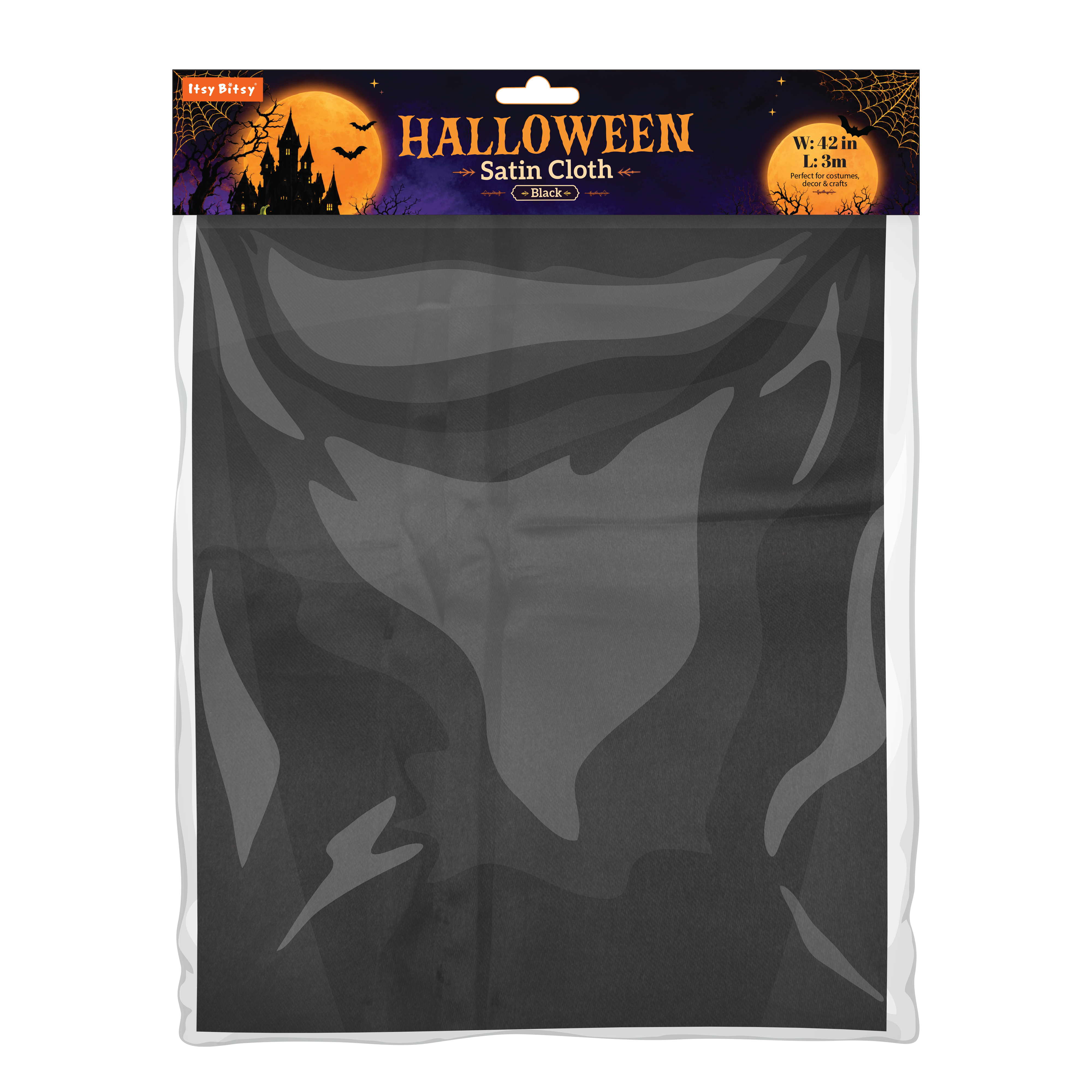 Halloween Satin Cloth Black 3mtr