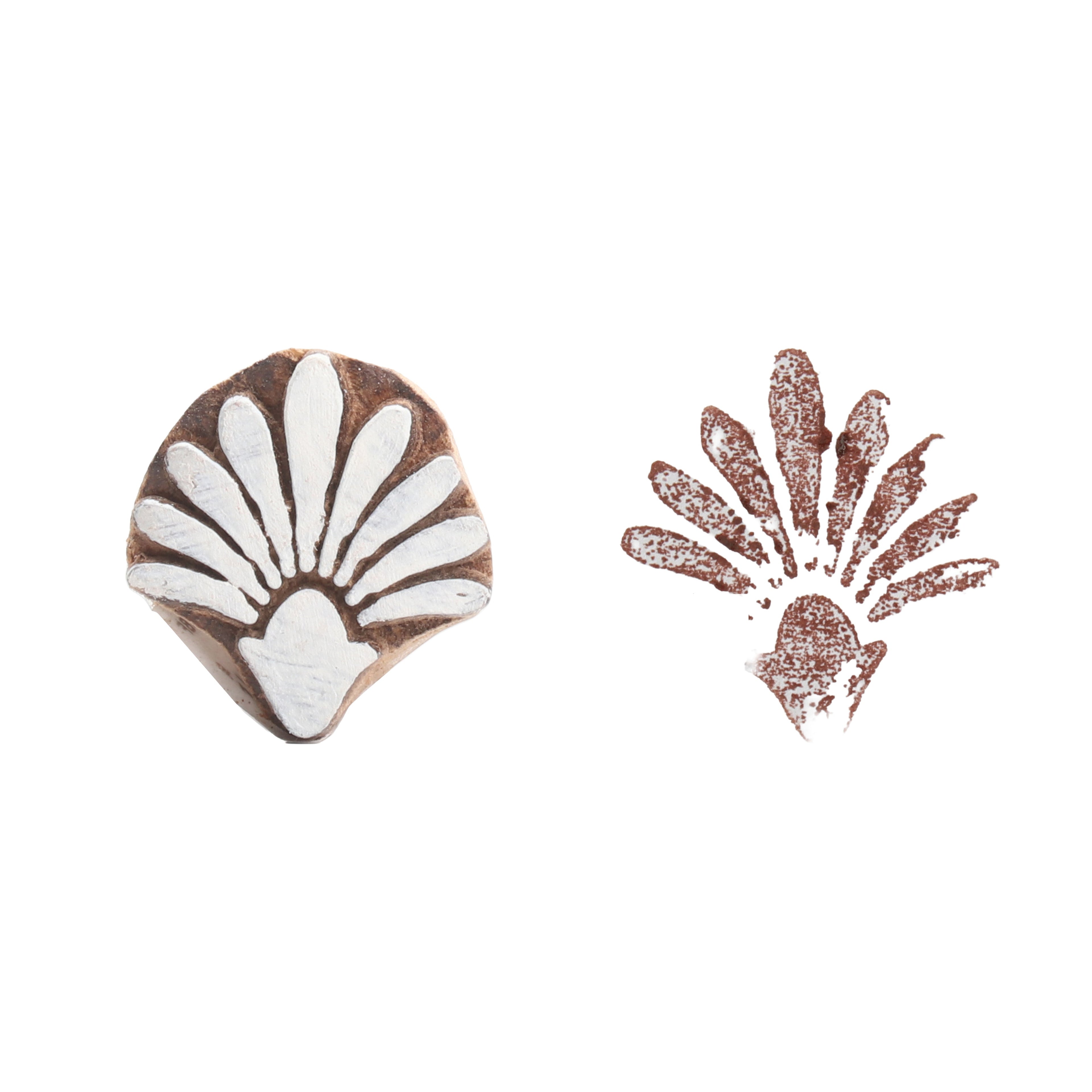 Hand Carved Wooden Printing Block Timeless Petals W 1 inch X L 1 inch 1pc