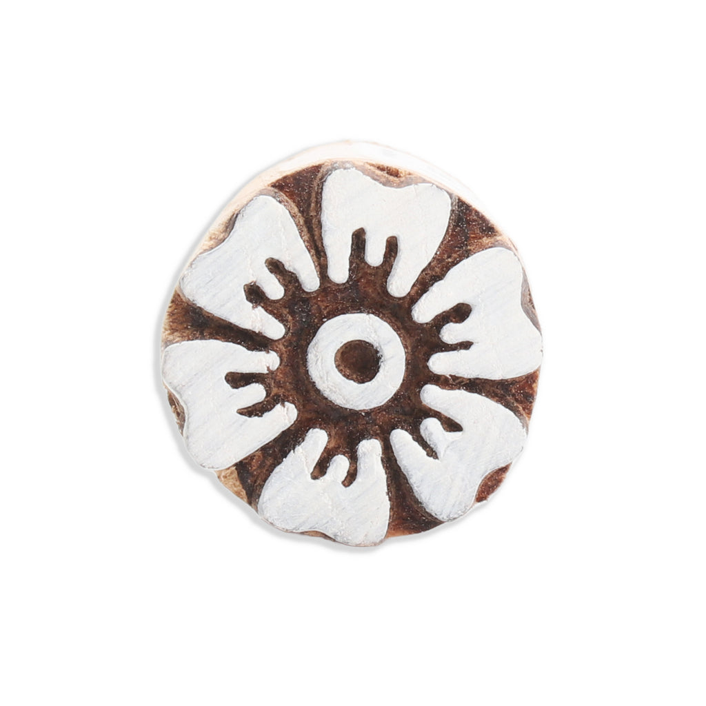 Hand Carved Wooden Printing Block Bloom Ethnic 1 inch Dia 1pc