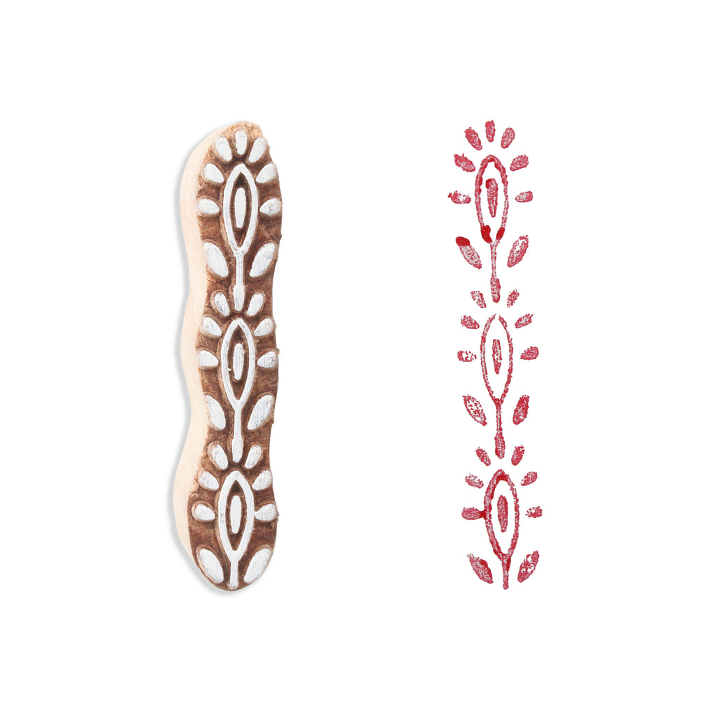 Hand Carved Wooden Printing Block Wildflower Border L 3inch 1pc