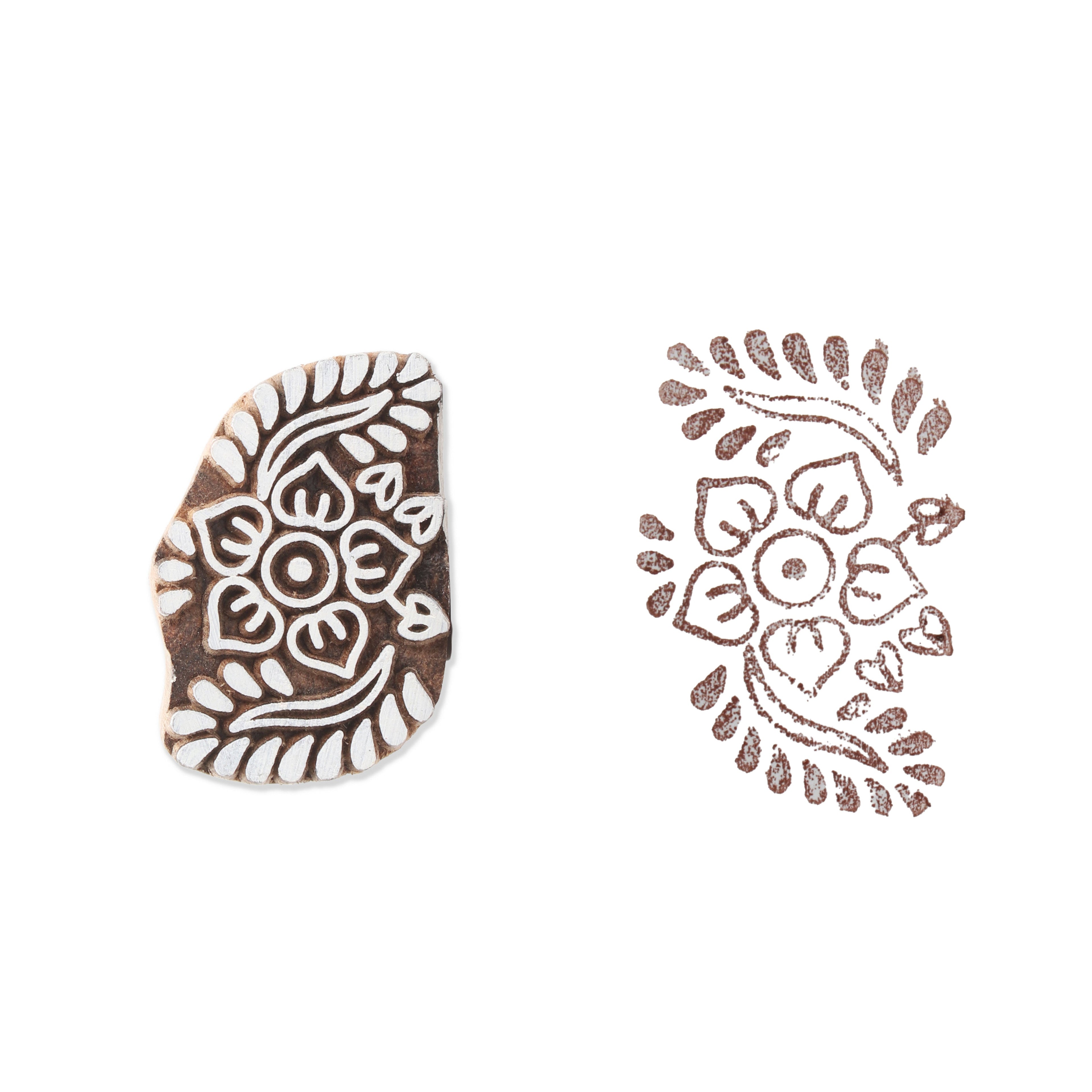 Hand Carved Wooden Printing Block Petal Impressions W 2inch X L 2inch 1pc