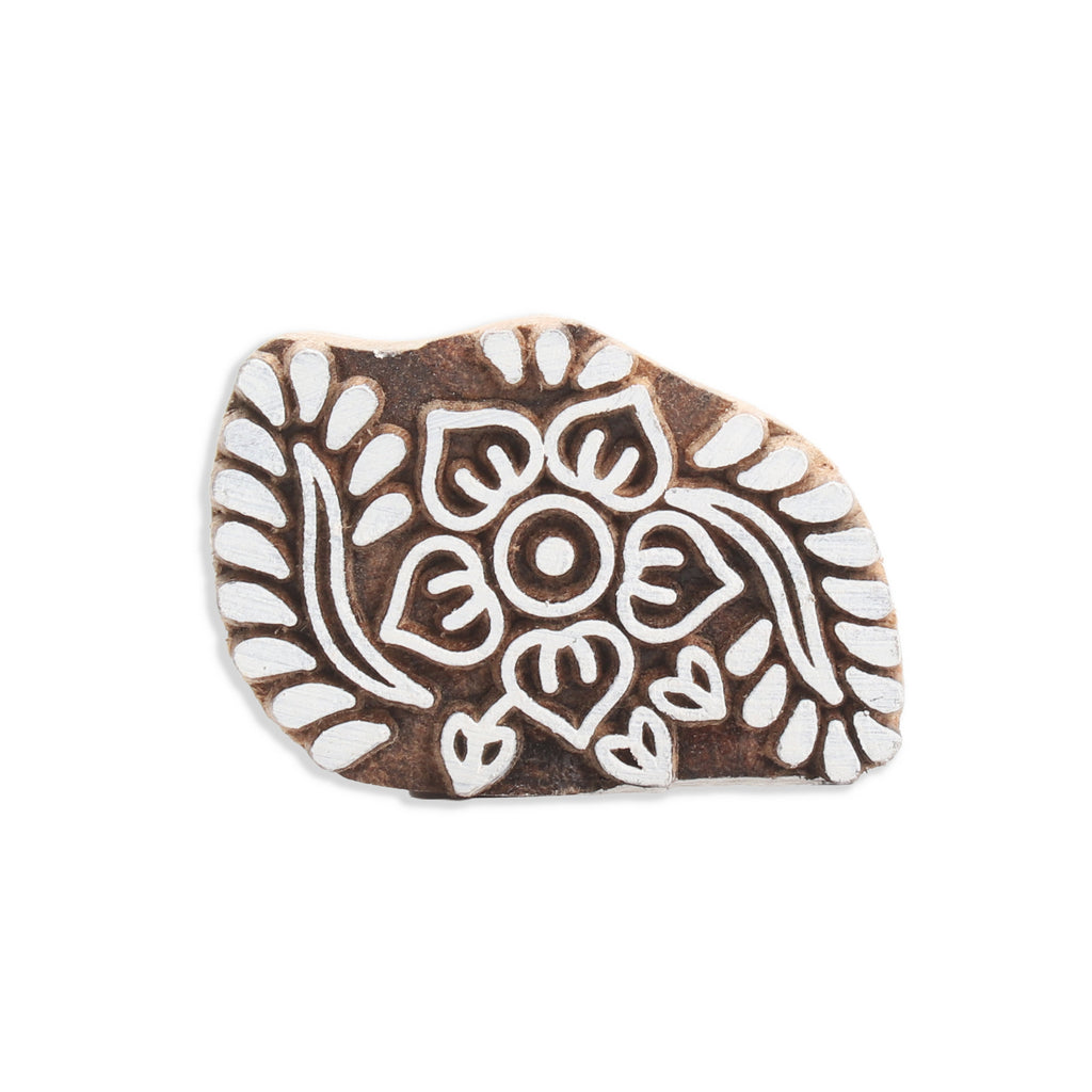 Hand Carved Wooden Printing Block Petal Impressions W 2inch X L 2inch 1pc