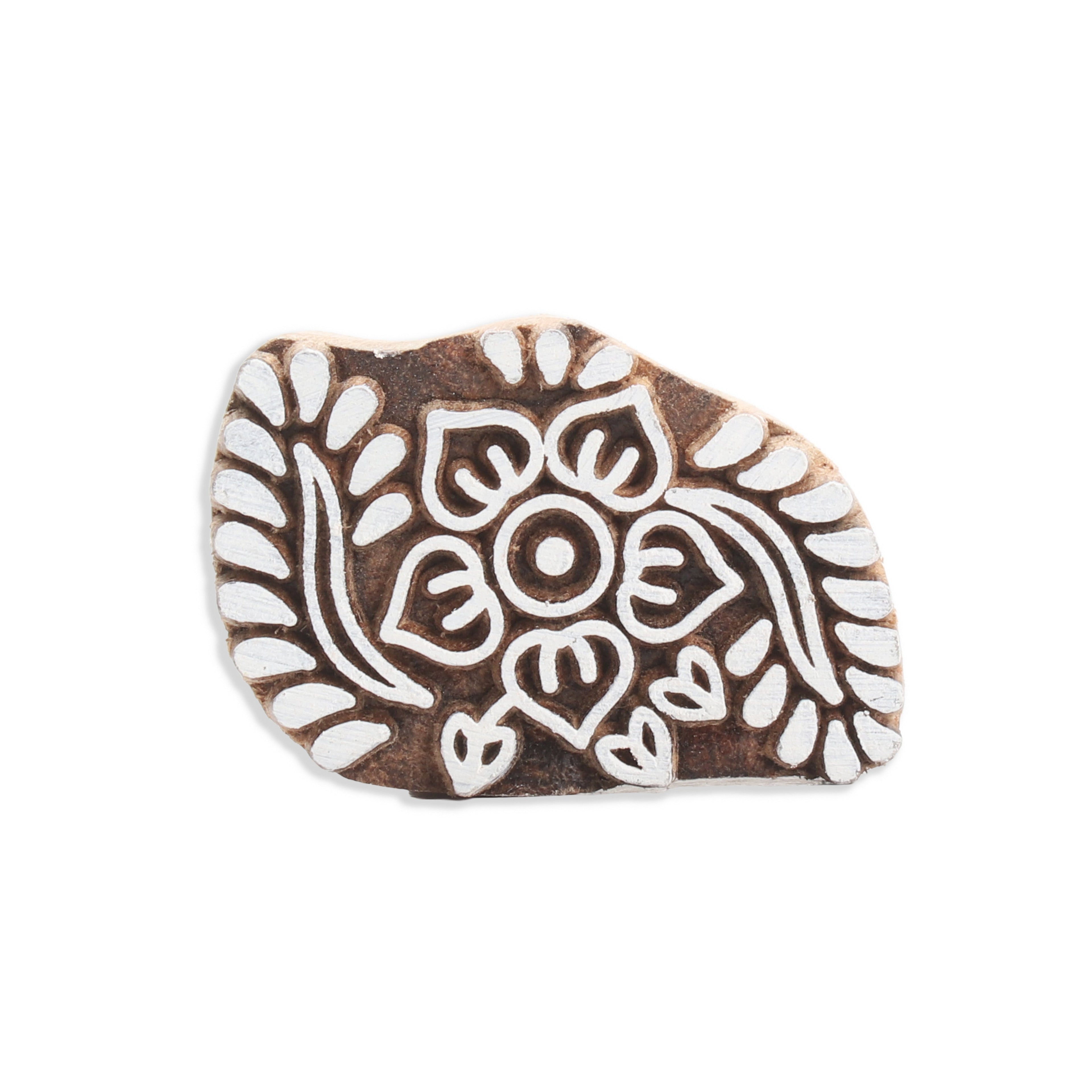 Hand Carved Wooden Printing Block Petal Impressions W 2inch X L 2inch 1pc
