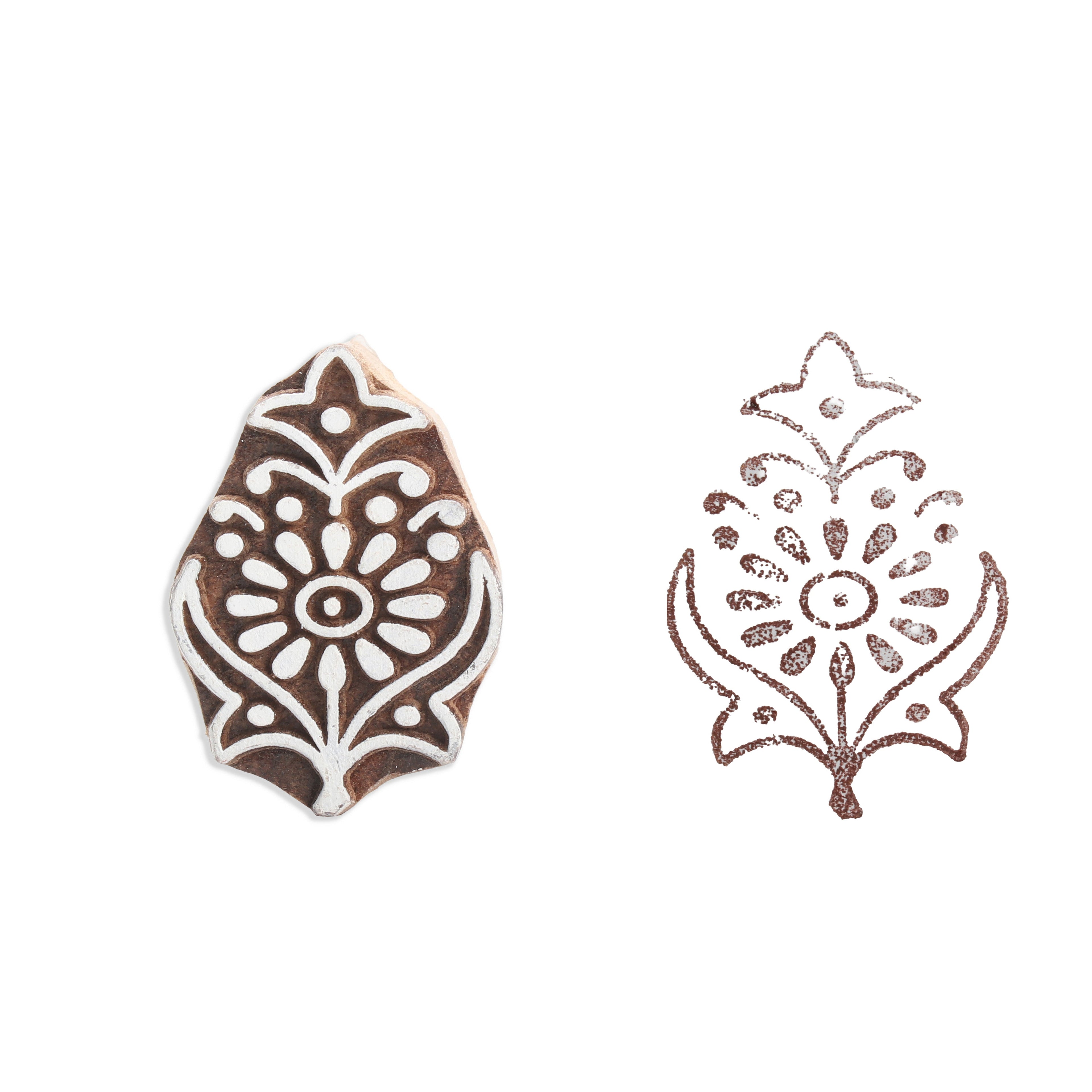 Hand Carved Wooden Printing Block Eternal Flora W 2inch X L 2inch 1pc