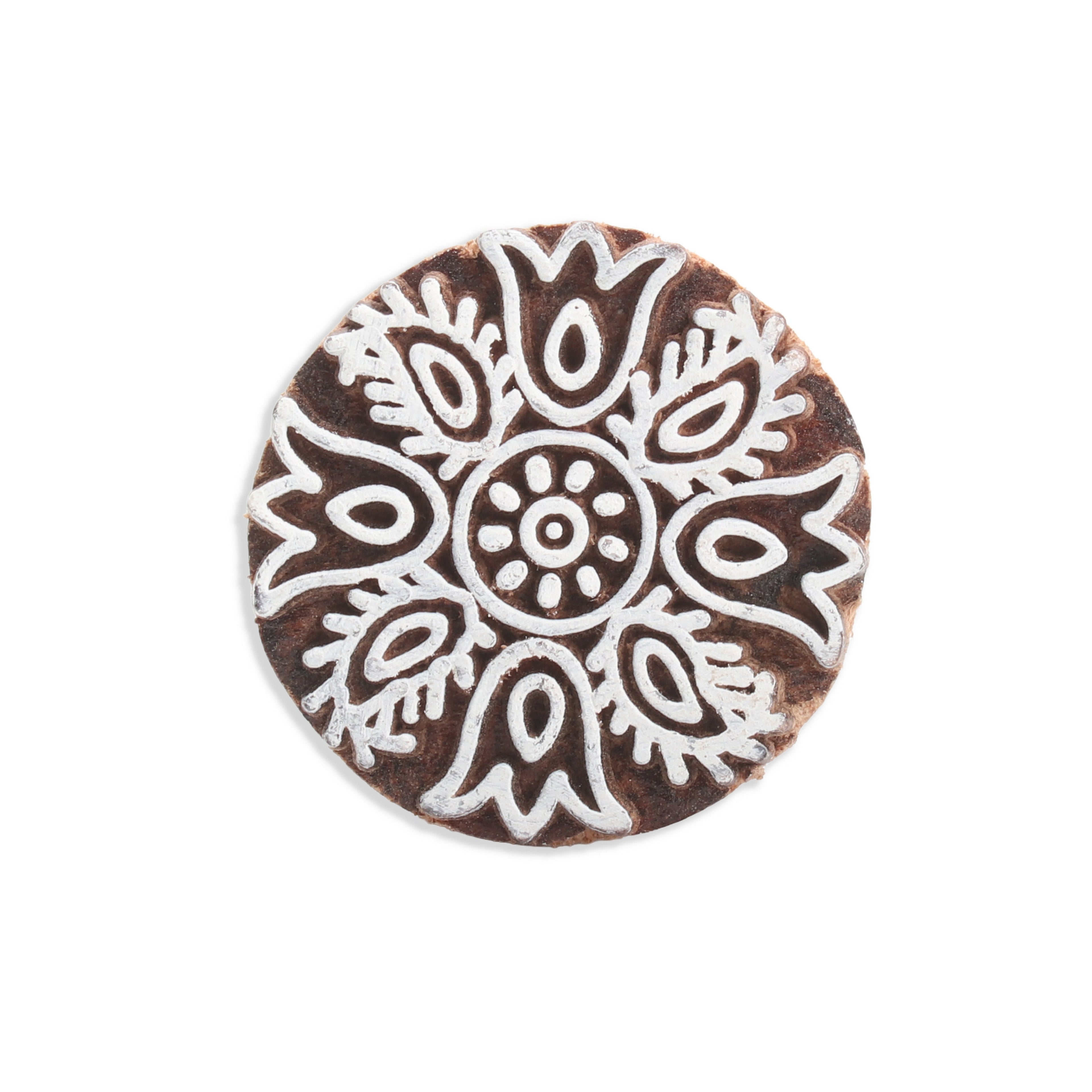 Hand Carved Wooden Printing Block Mandala Bloom W 2inch X L 2inch 1pc