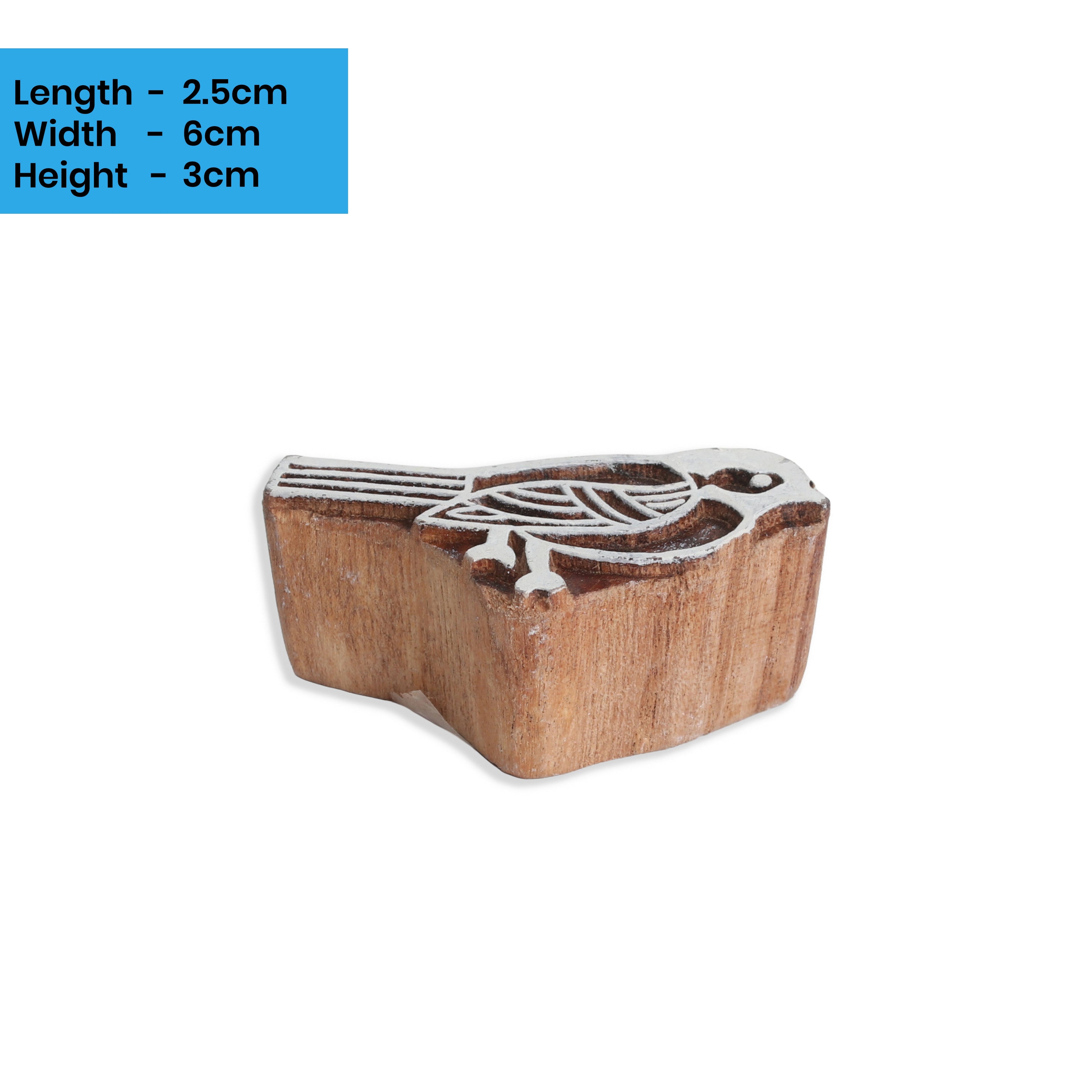 Hand Carved Wooden Printing Block Sparrow W 2inch X L 2inch 1pc