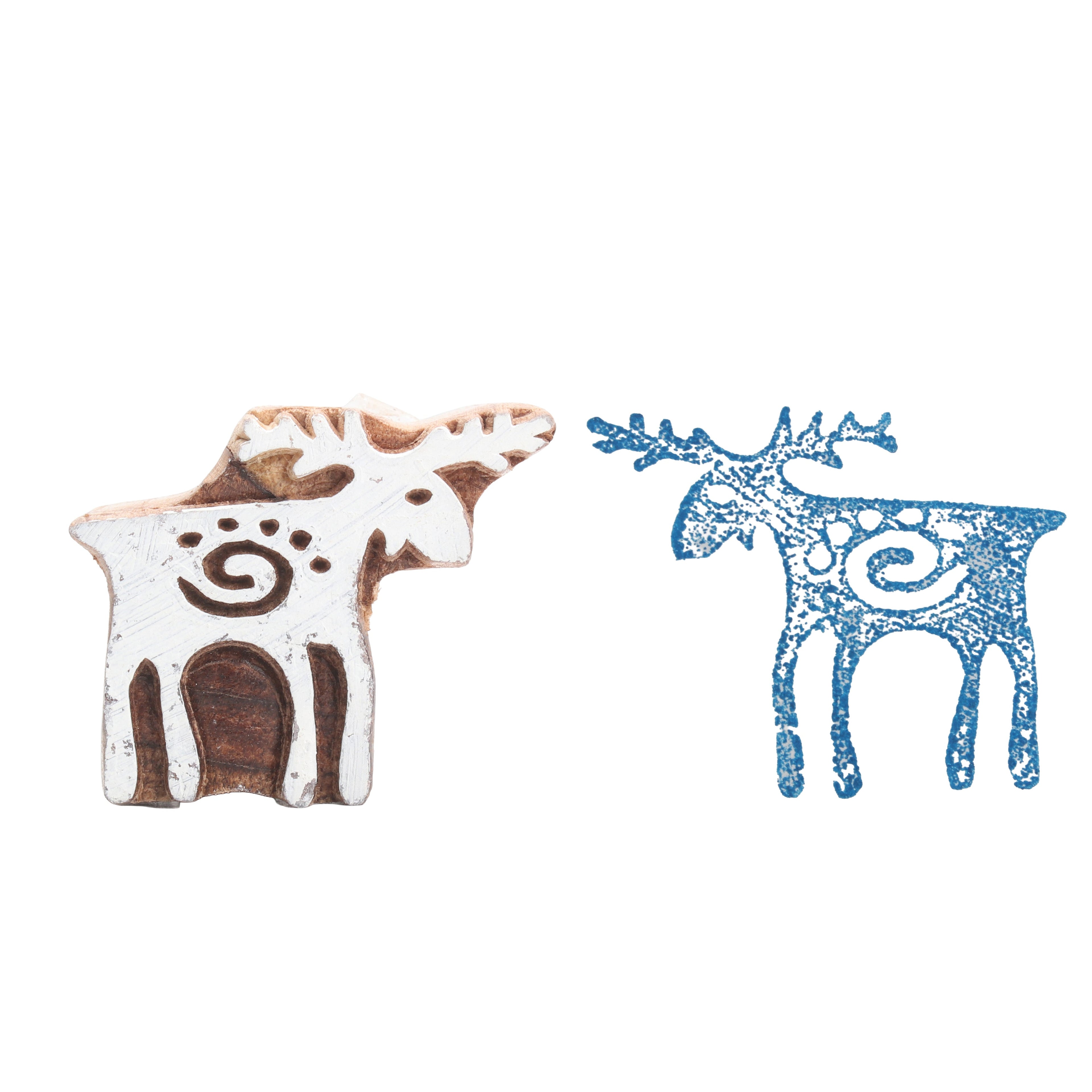 Hand Carved Wooden Printing Block Ethnic Deer W 2inch X L 2inch 1pc