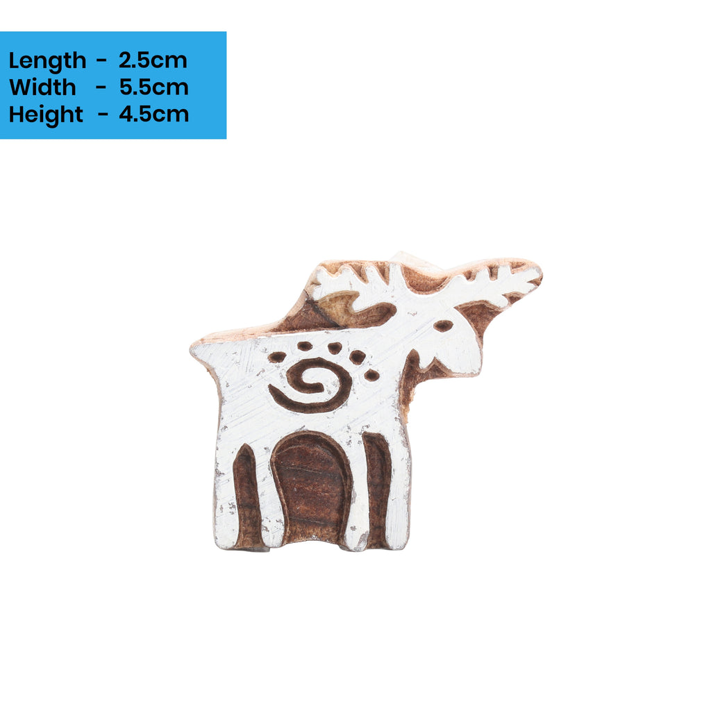 Hand Carved Wooden Printing Block Ethnic Deer W 2inch X L 2inch 1pc