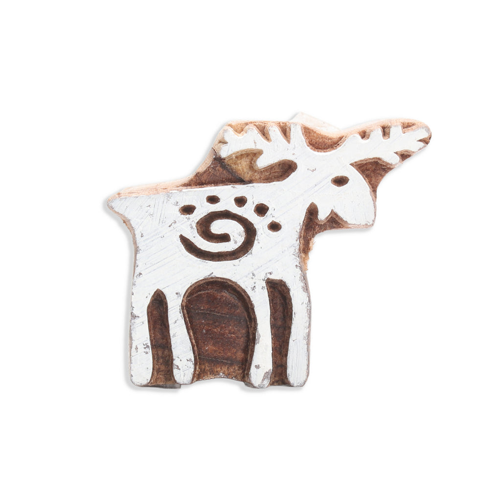 Hand Carved Wooden Printing Block Ethnic Deer W 2inch X L 2inch 1pc