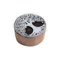 Hand Carved Wooden Printing Block Heritage Tree 2.5inch Dia 1pc