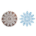 Hand Carved Wooden Printing Block Floral Harmony 2.5inch Dia 1pc