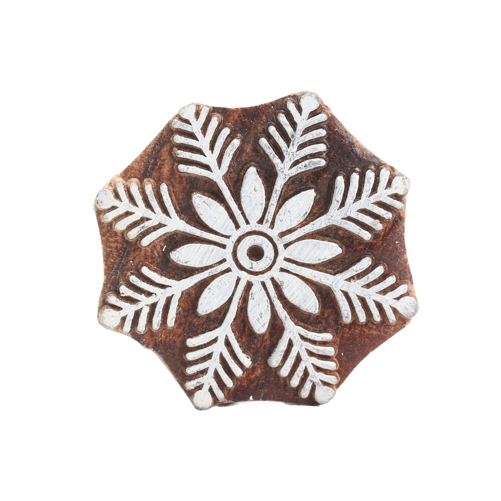 Hand Carved Wooden Printing Block Evergreen Blossom W 2.5inch X L 2.5inch 1pc