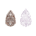 Hand Carved Wooden Printing Block Antique Petals W 1.5inch X L 2.5inch 1pc