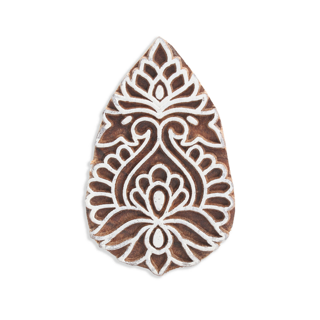 Hand Carved Wooden Printing Block Antique Petals W 1.5inch X L 2.5inch 1pc