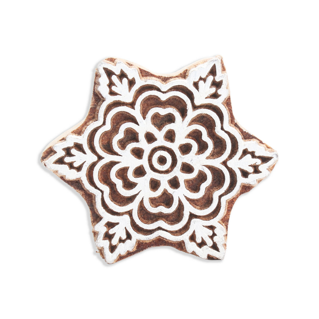 Hand Carved Wooden Printing Block Floral Swirl W 1.5inch X L 2.5inch 1pc