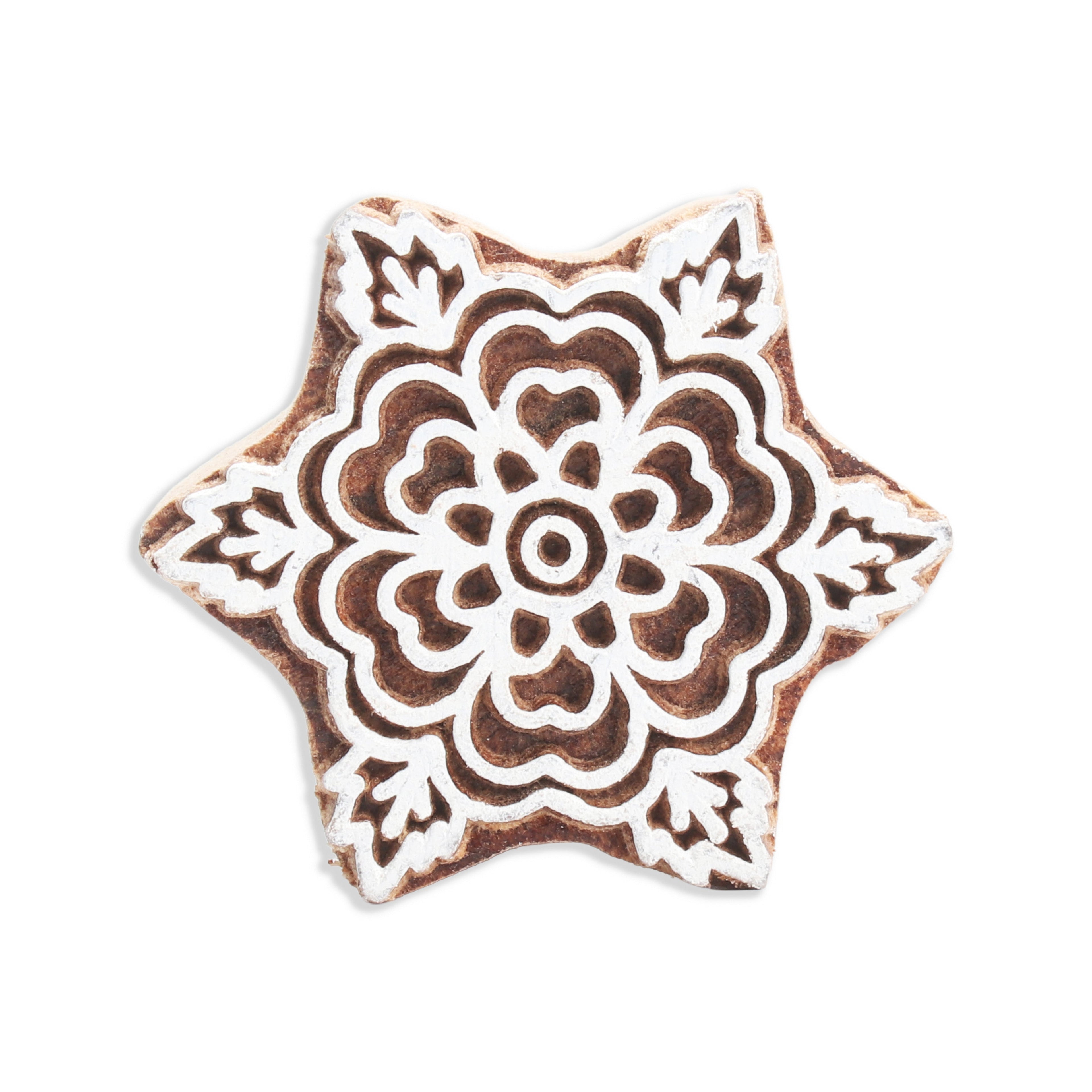 Hand Carved Wooden Printing Block Floral Swirl W 1.5inch X L 2.5inch 1pc