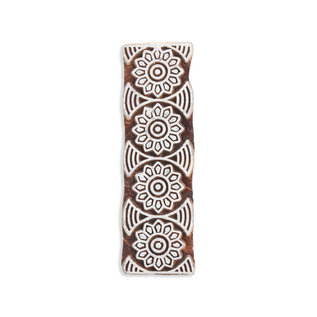 Hand Carved Wooden Printing Block Wild Petals W 1.5inch X L 3inch 1pc