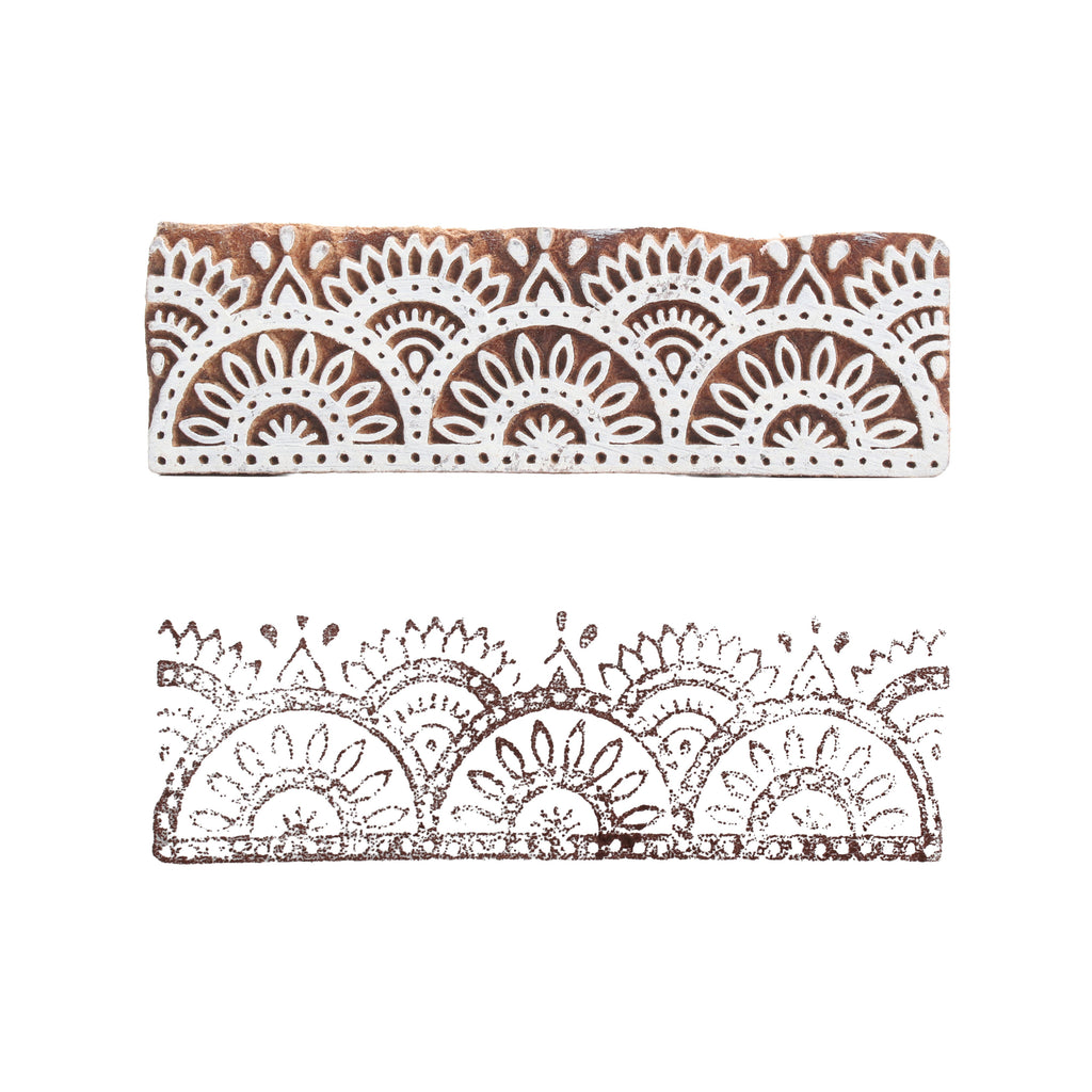 Hand Carved Wooden Printing Block Floral Flow 1pc