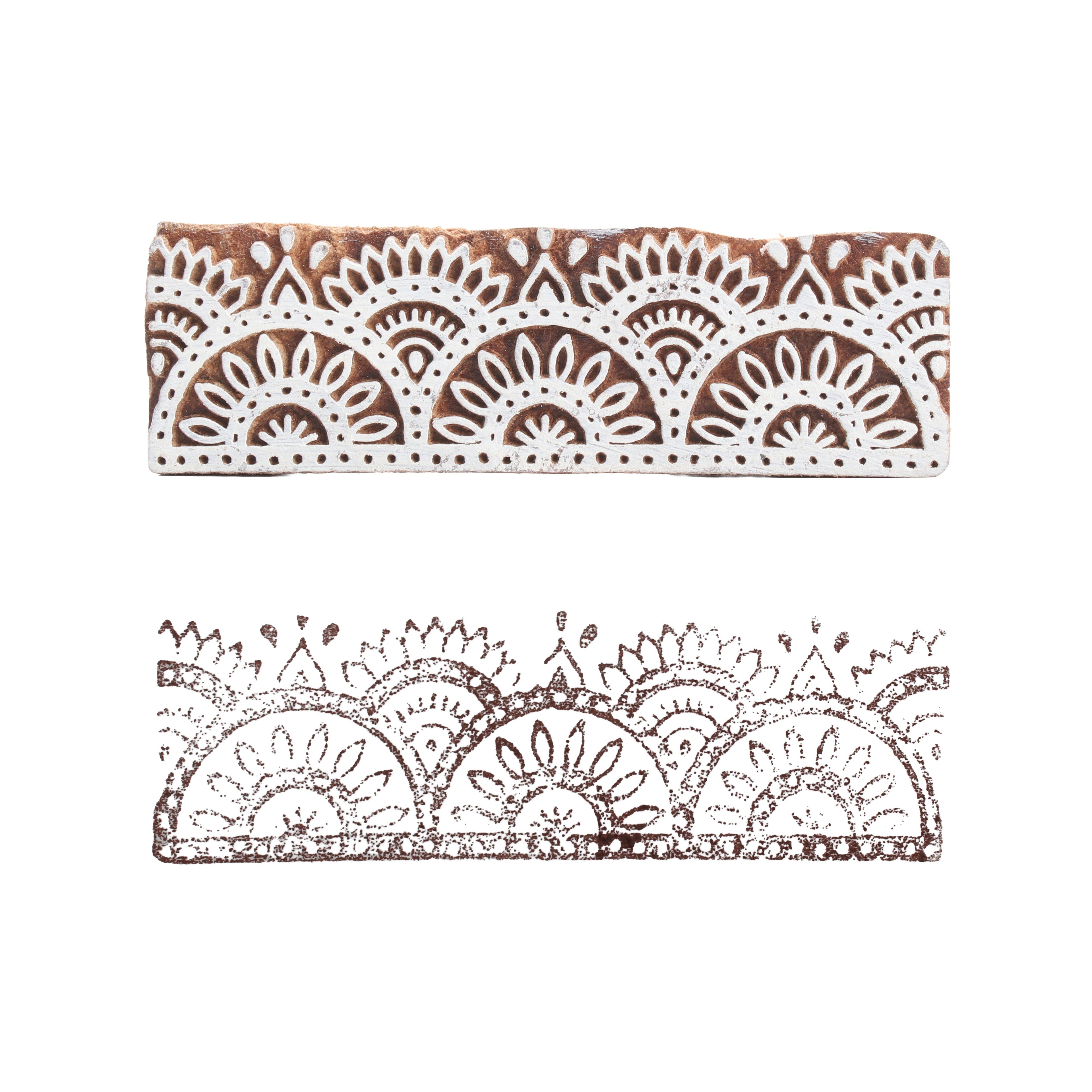 Hand Carved Wooden Printing Block Floral Flow 1pc