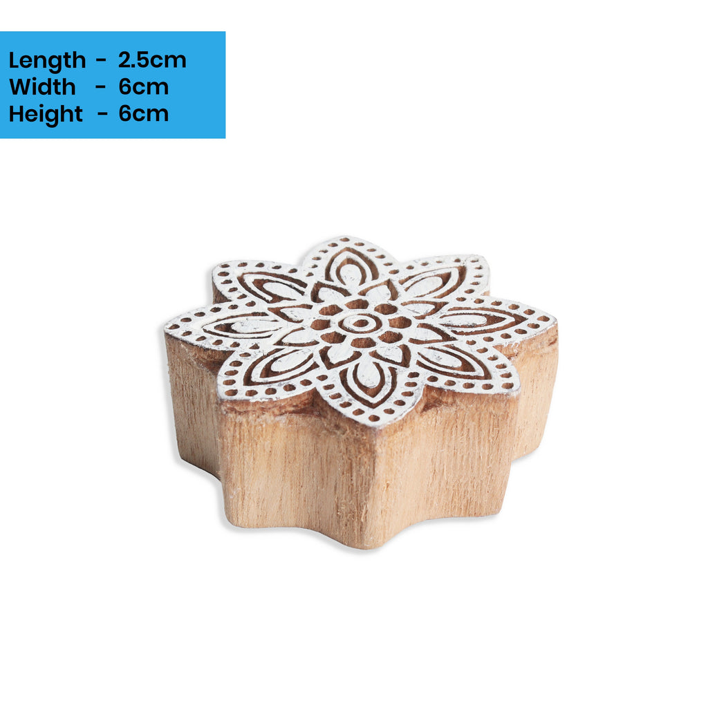 Hand Carved Wooden Printing Block Blossom Beauty 3inch Dia 1pc