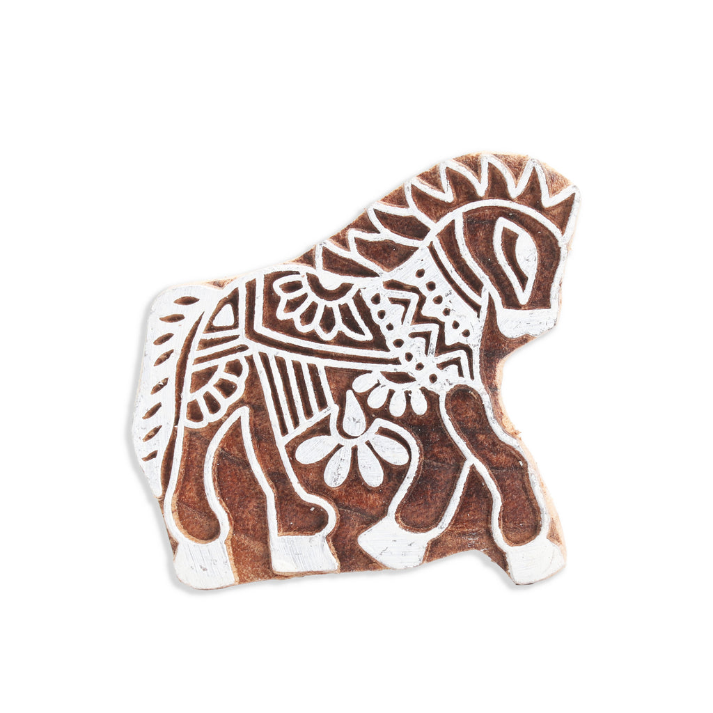 Hand Carved Wooden Printing Block Royal Horse W 2inch X L 3inch 1pc