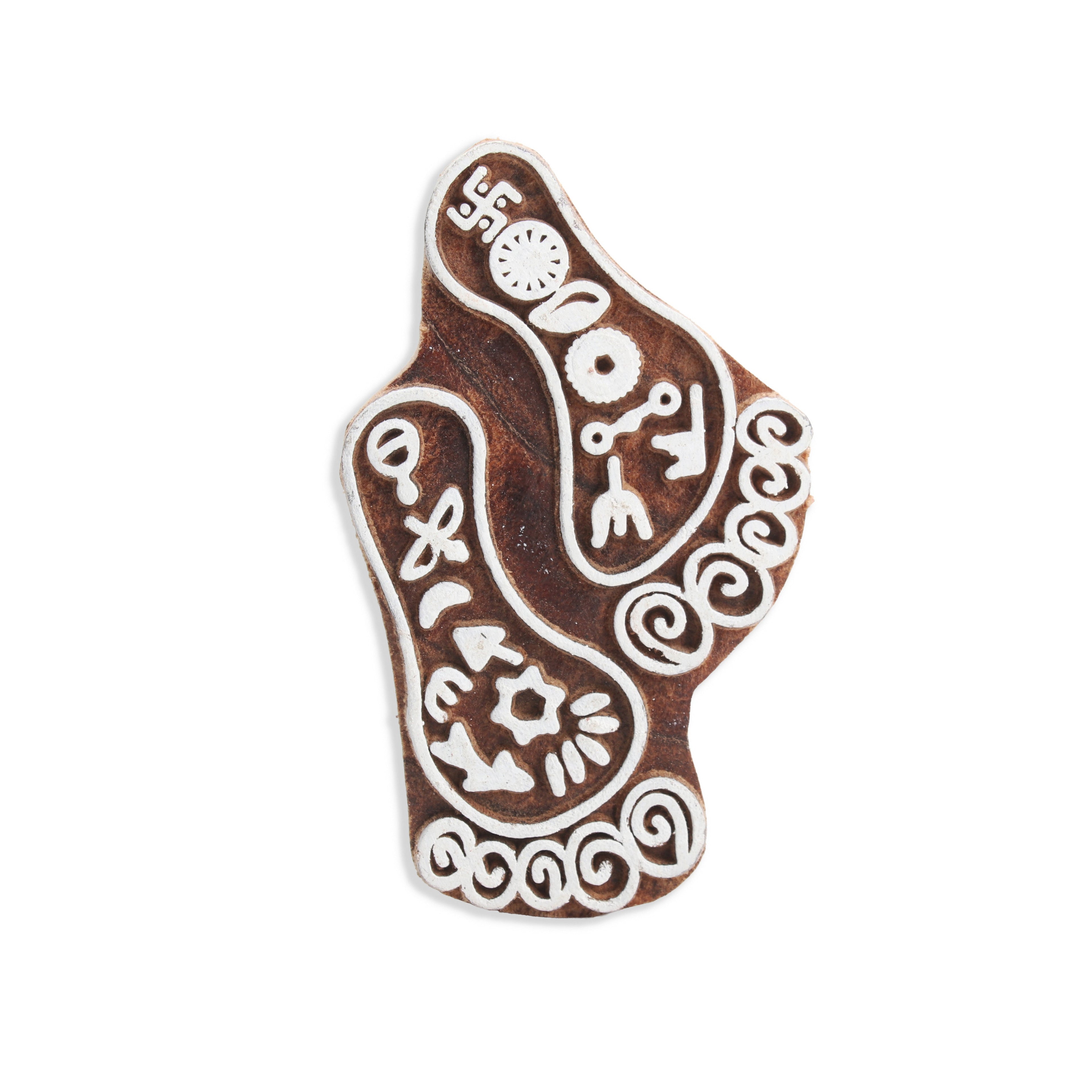 Hand Carved Wooden Printing Block Ethnic Feet W 2inch X L 3inch 1pc