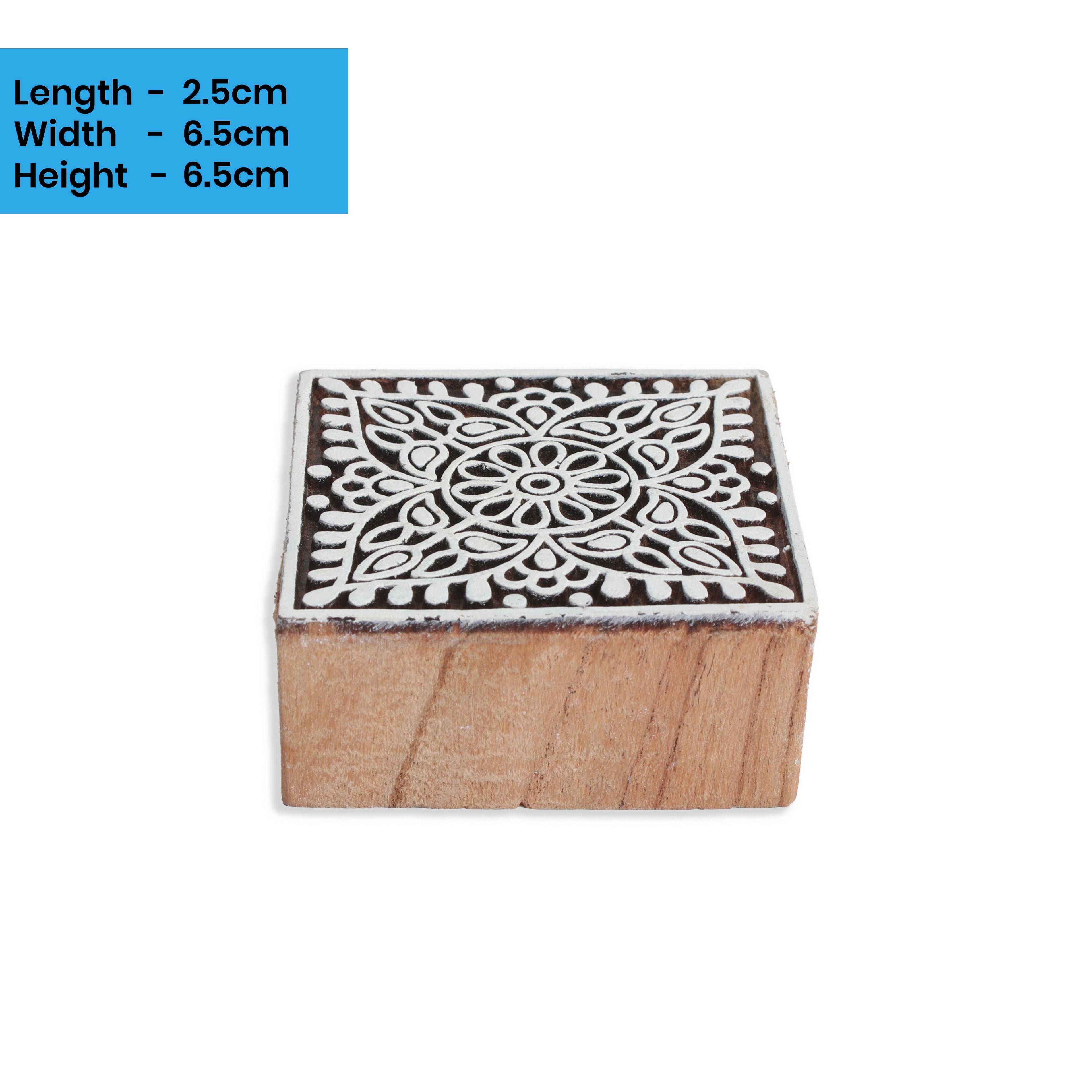 Hand Carved Wooden Printing Block Ethnic Impression W 3inch X L 3inch 1pc