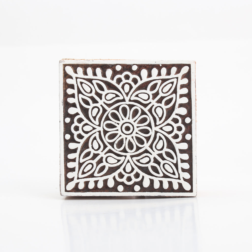 Hand Carved Wooden Printing Block Ethnic Impression W 3inch X L 3inch 1pc