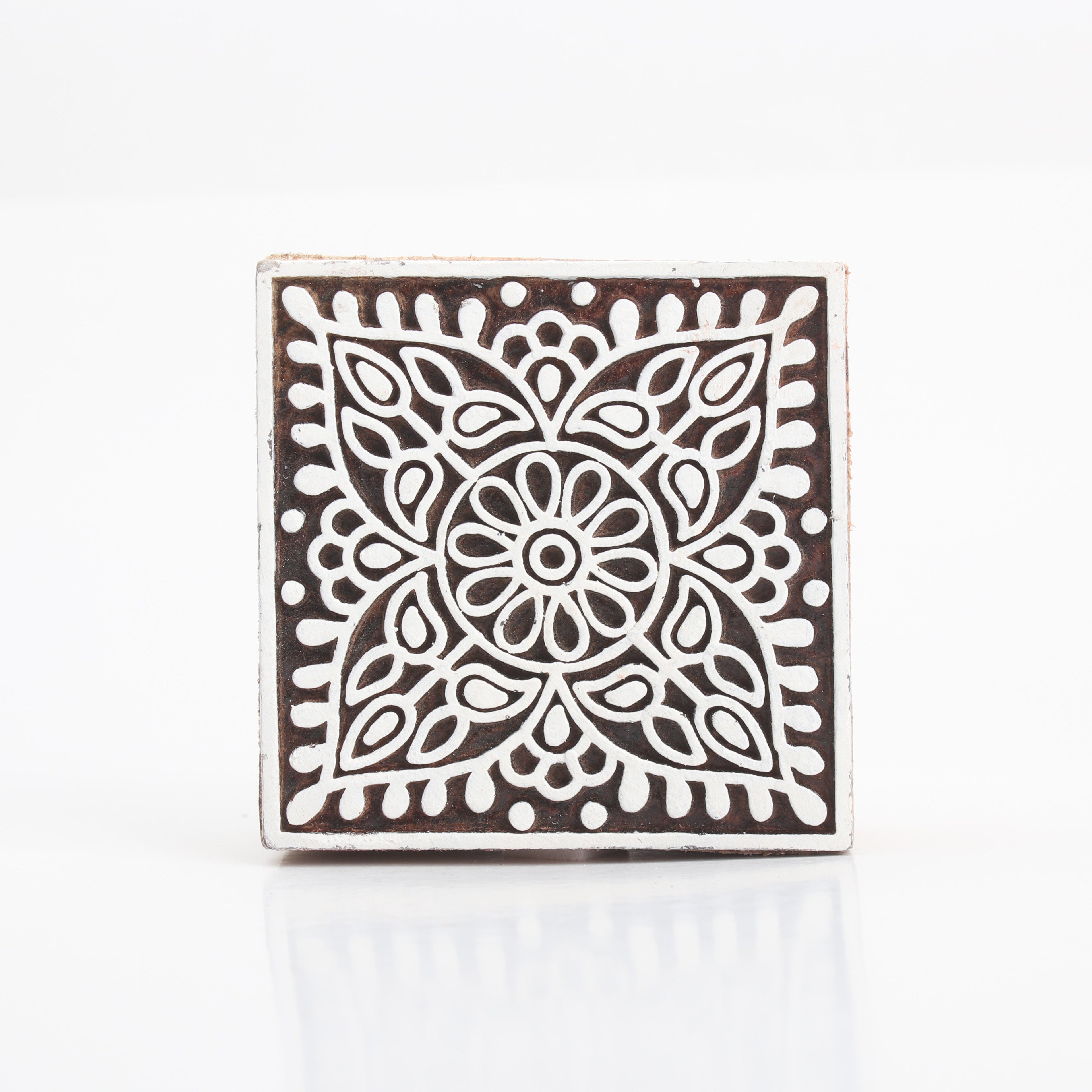 Hand Carved Wooden Printing Block Ethnic Impression W 3inch X L 3inch 1pc