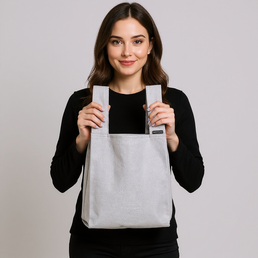 Tapered Designer Tote Bag Light Grey 14.75 x 11.5 1pc