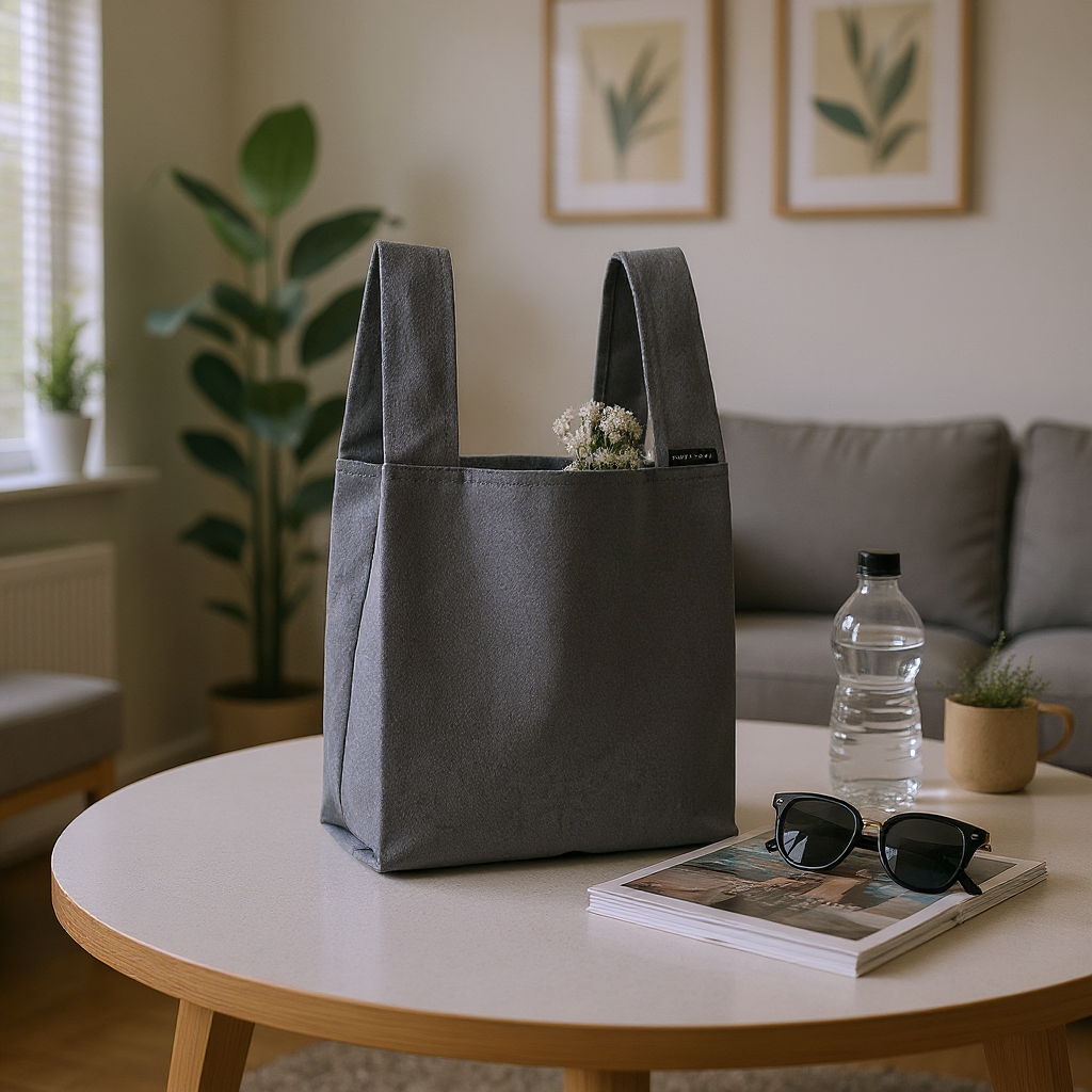 Gusseted Designer Tote Bag Dark Grey 13.75 x 13.25 1pc