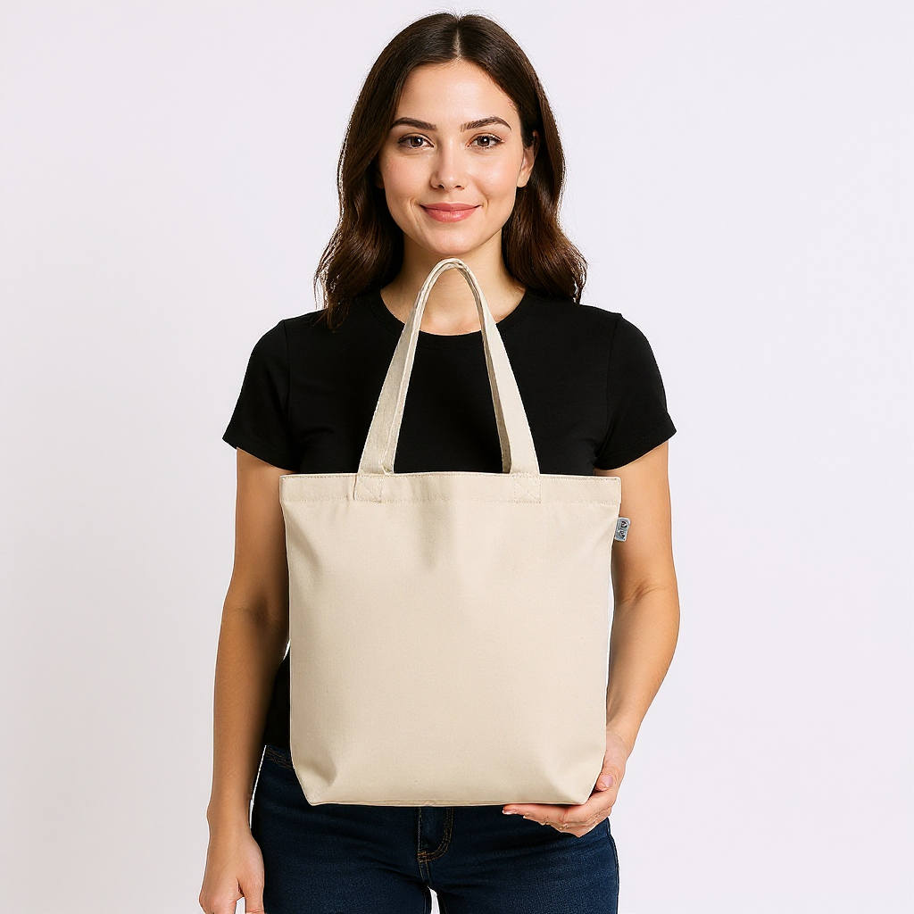 Tote with long Handle Cream 14.5 x 14.5 1pc