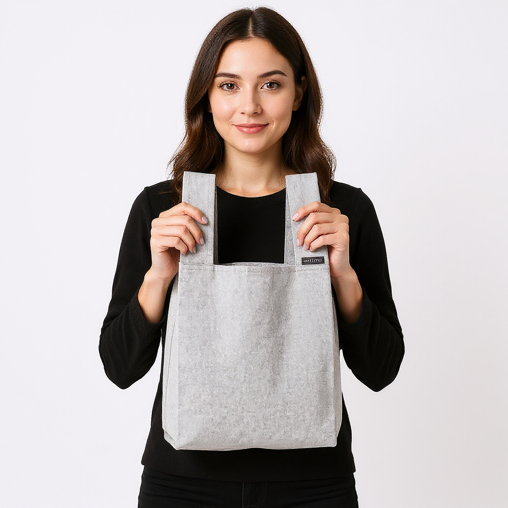 Tote with Medium Handle Light Grey 15 x14 1pc