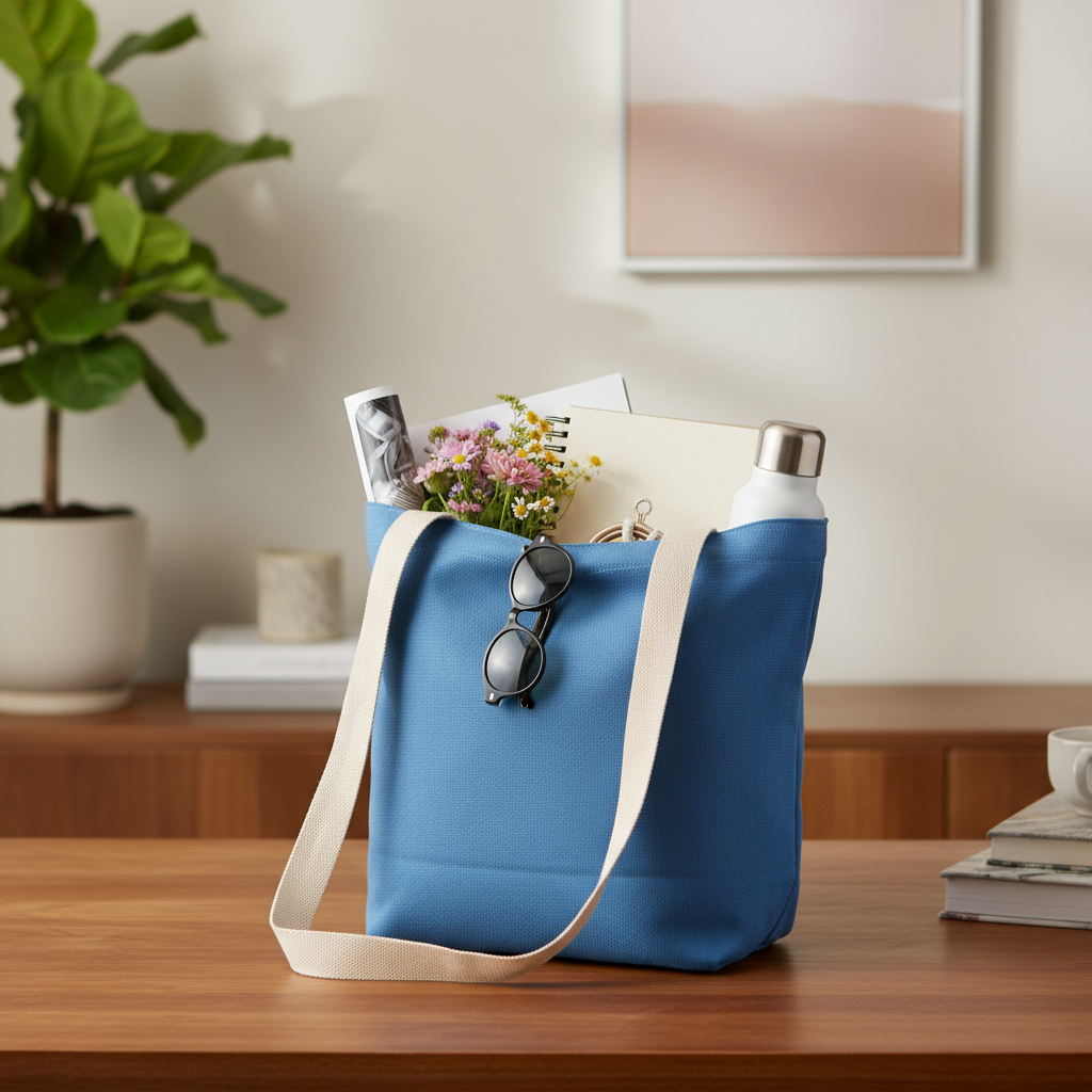 Cross Long Handle Tote Cerulean blue 16.25 x 13.25 1pc