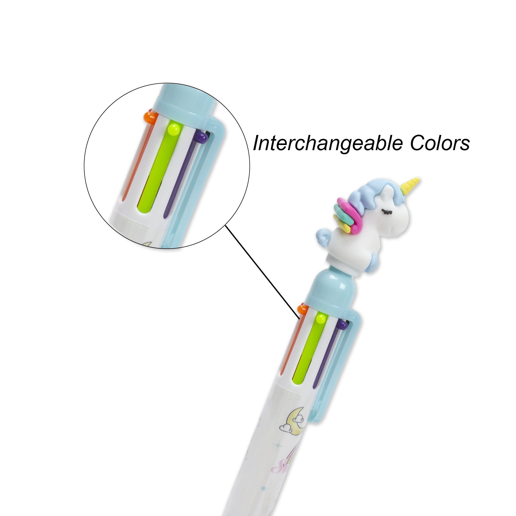 Ballpoint Pen 6-in-1 Multicolour Unicorn design 0.7mm Tip 1pc
