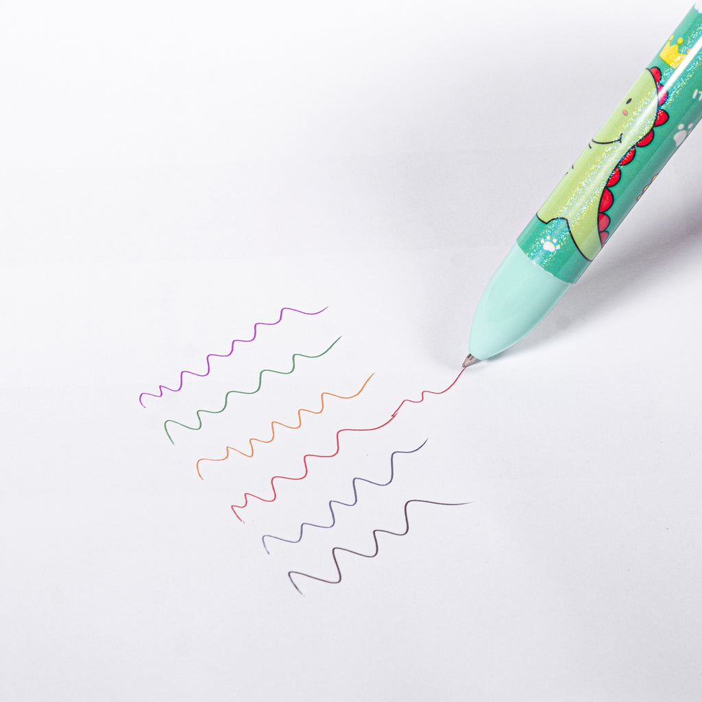 Ballpoint Pen 6-in-1 Multicolour Dino design 0.7mm Tip 1pc