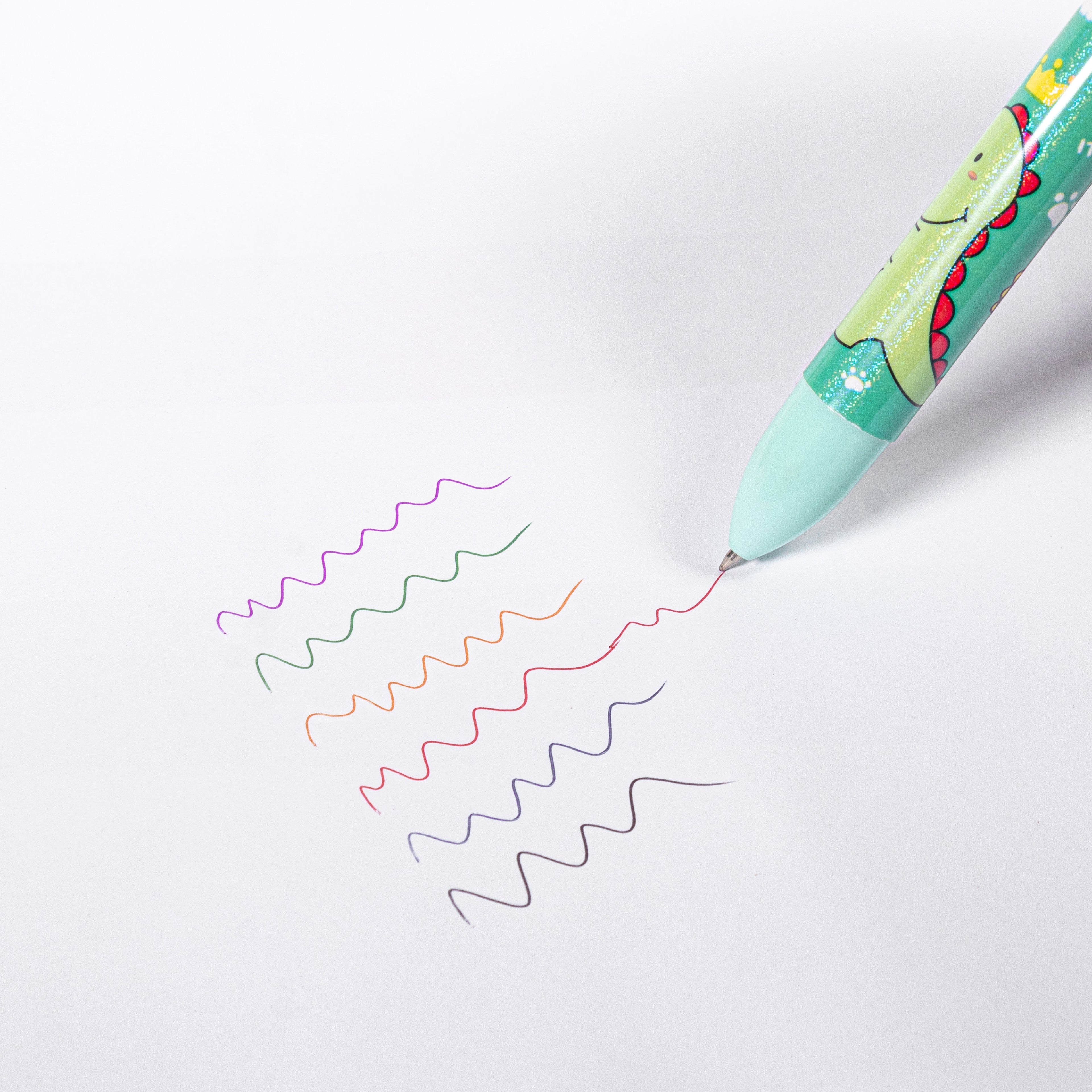 Ballpoint Pen 6-in-1 Multicolour Dino design 0.7mm Tip 1pc