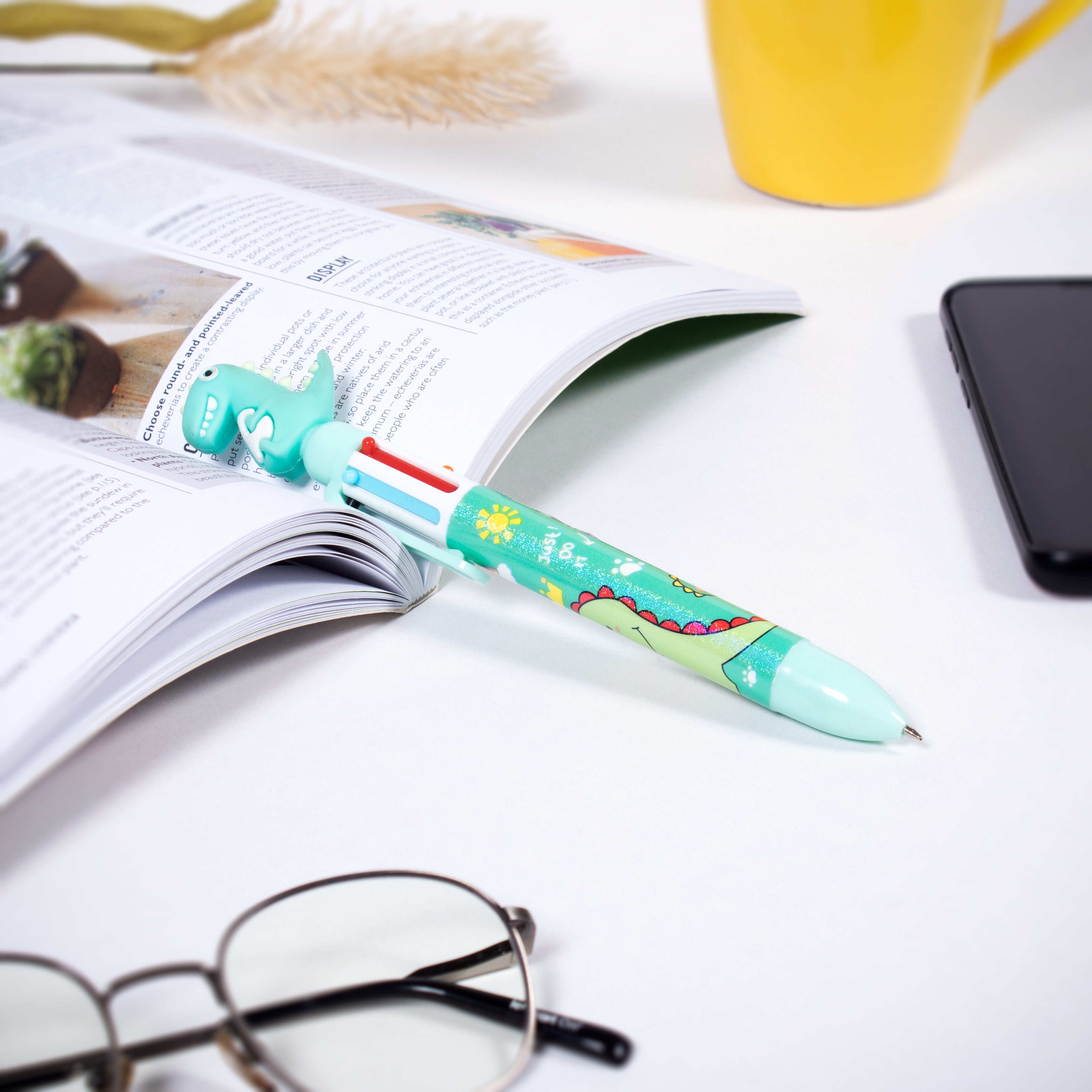 Ballpoint Pen 6-in-1 Multicolour Dino design 0.7mm Tip 1pc