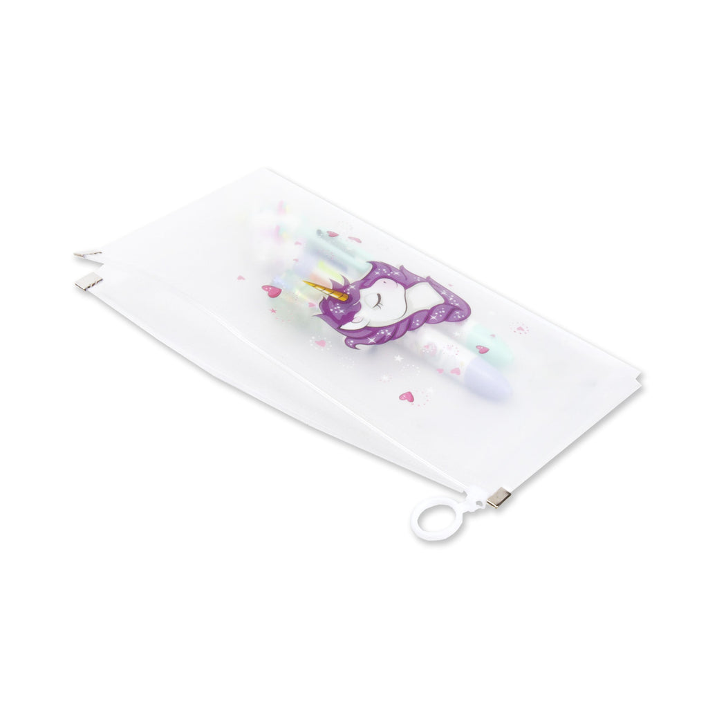 Multipurpose PVC Zip Lock Pouch Transparent Unicron Purple A6 1pc